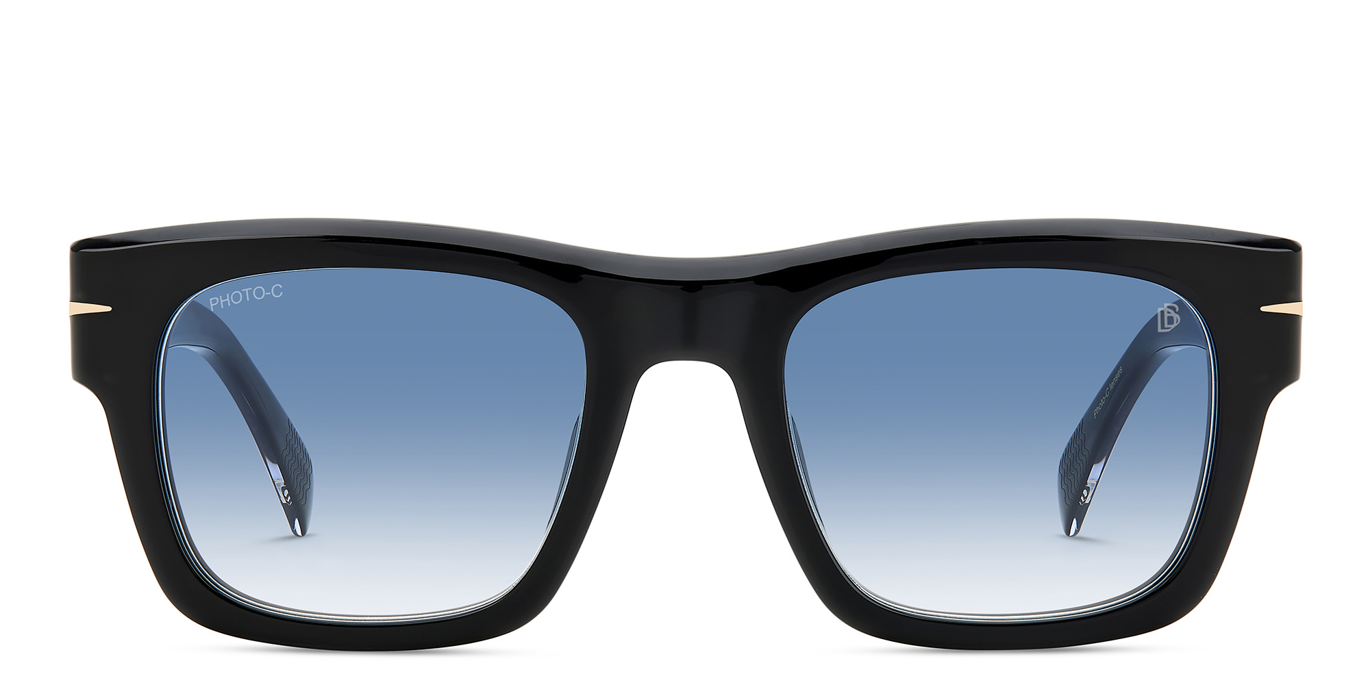 Shop DAVID BECKHAM Rectangle Sunglasses in Black online.