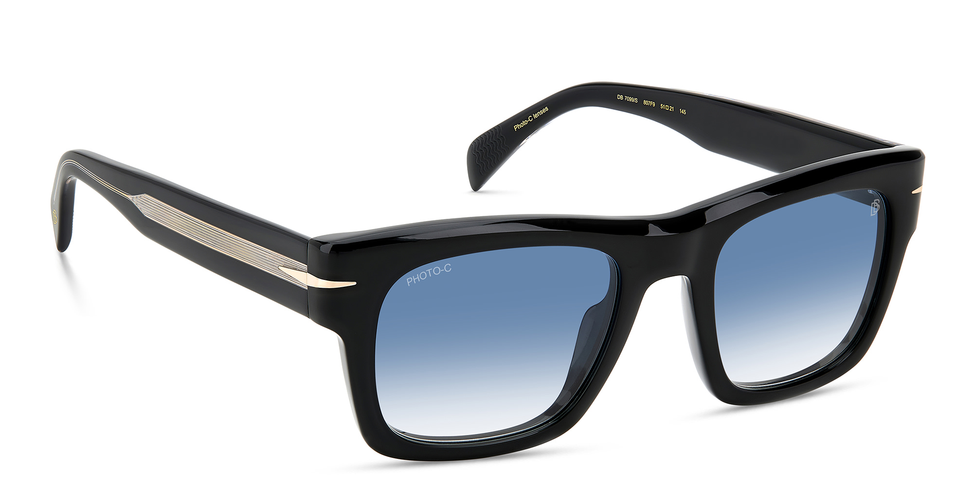 Shop DAVID BECKHAM Rectangle Sunglasses in Black online.