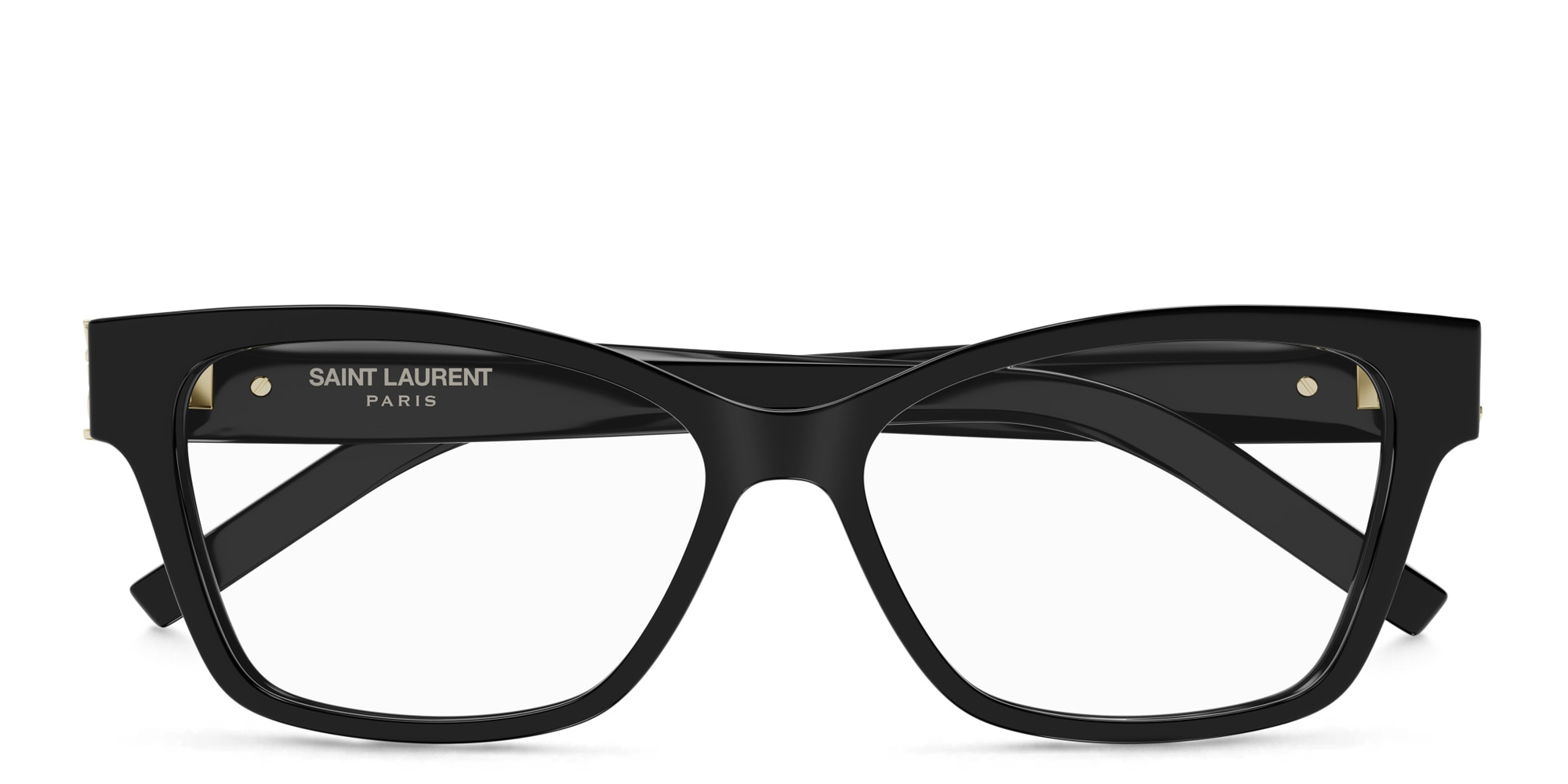 Shop SAINT LAURENT Wide Cat-Eye Eyeglasses in Black online.