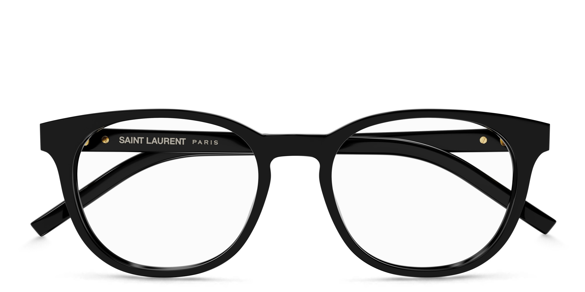 Shop SAINT LAURENT Round Eyeglasses in Black online.