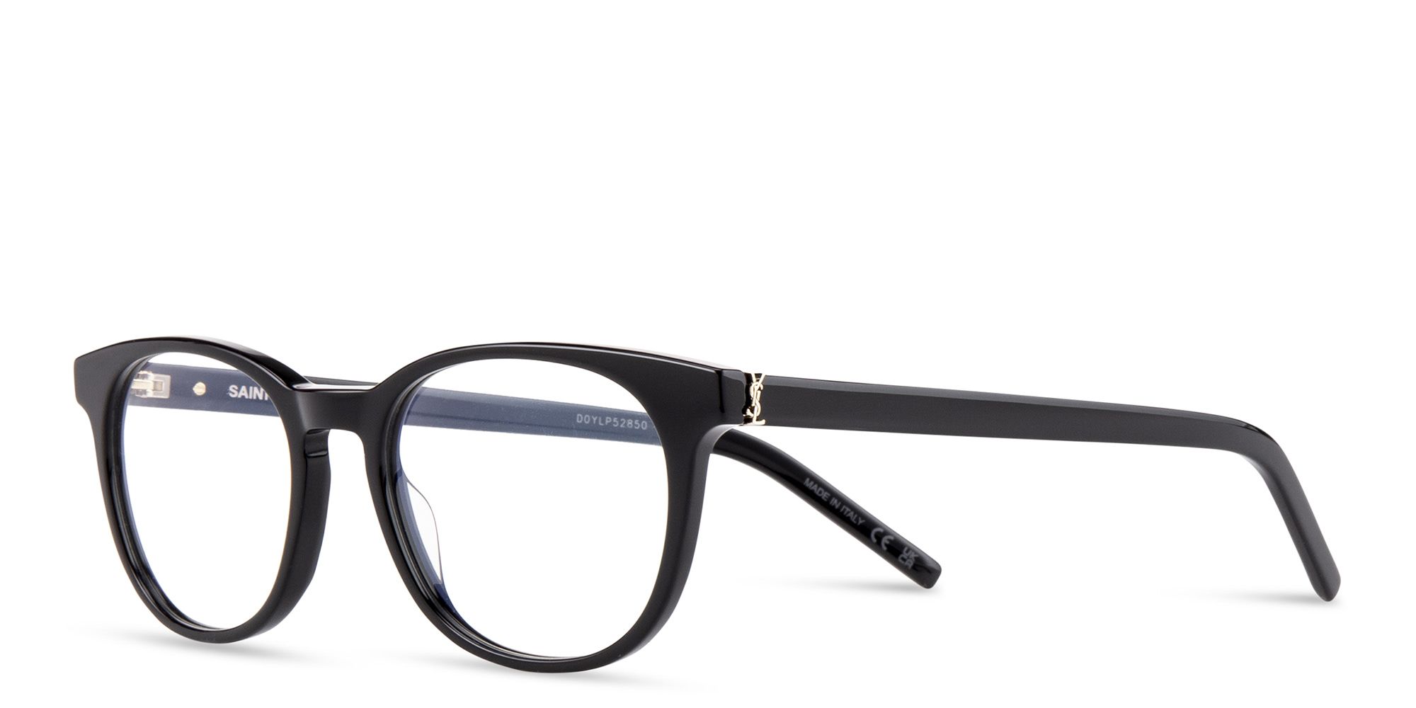 Shop SAINT LAURENT Round Eyeglasses in Black online.
