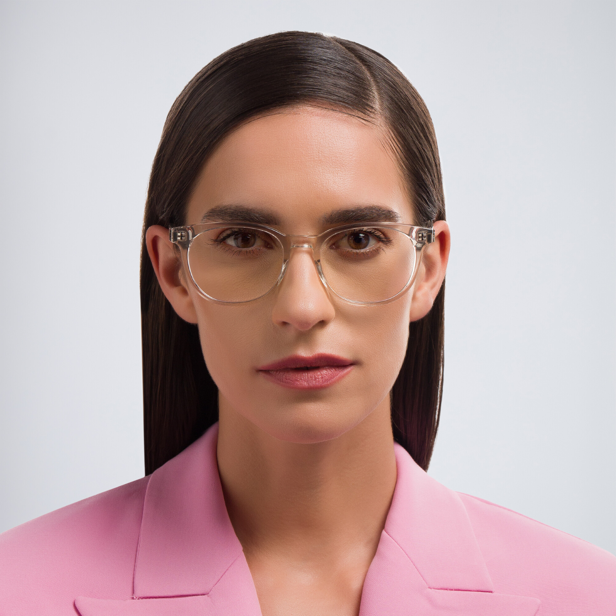 Shop SAINT LAURENT Round Eyeglasses in Beige online.