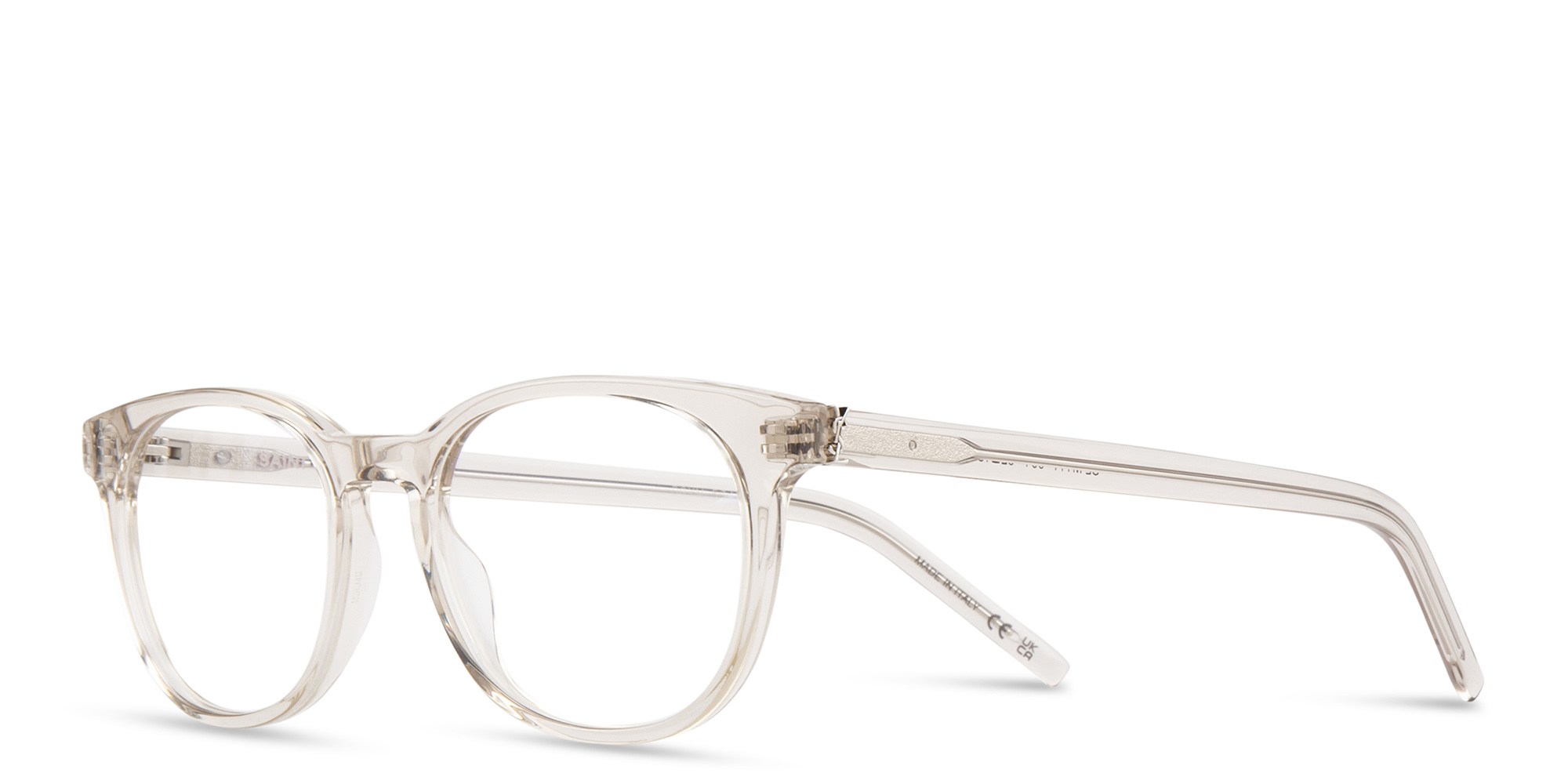 Shop SAINT LAURENT Round Eyeglasses in Beige online.