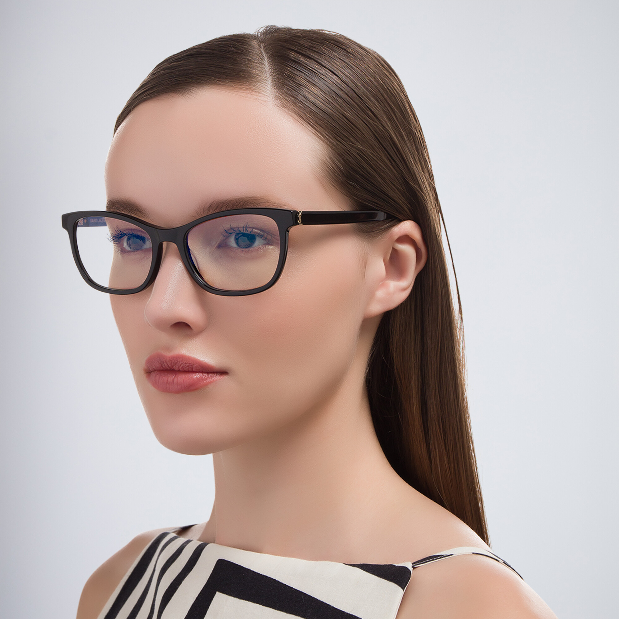 Shop SAINT LAURENT Cat-Eye Eyeglasses in Black online.