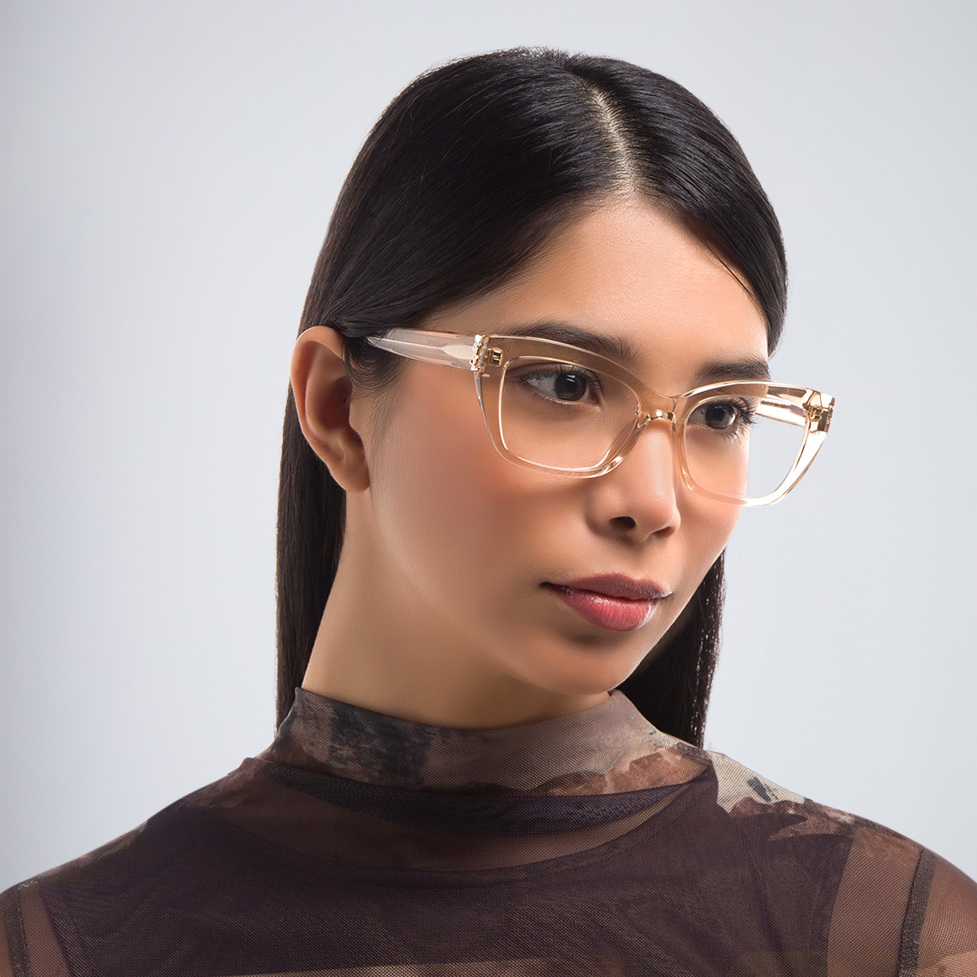 Shop SAINT LAURENT Cat-Eye Eyeglasses in Nude online.