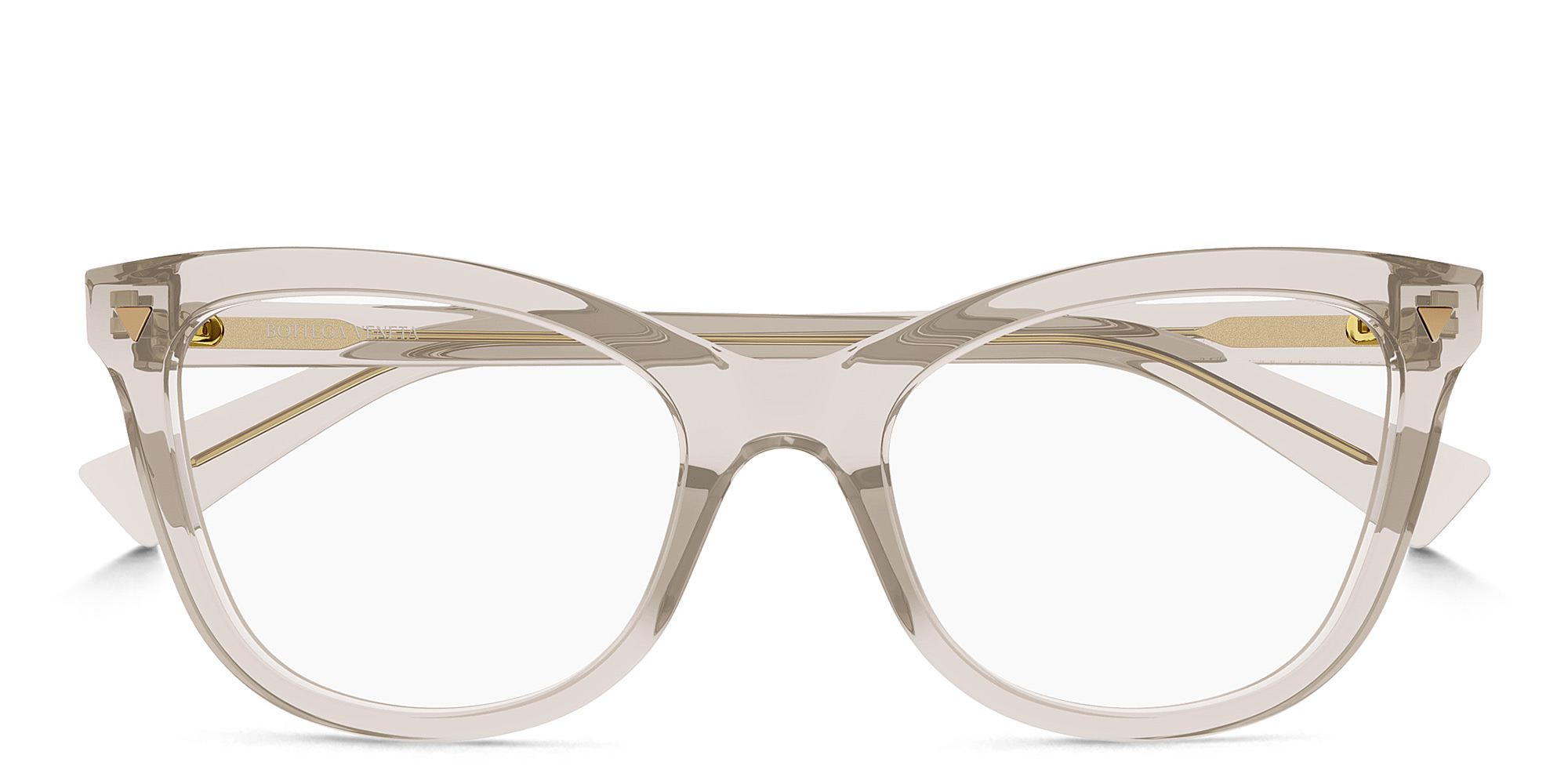 Shop BOTTEGA VENETA Triangle Stud Cat-Eye Eyeglasses in Nude online.