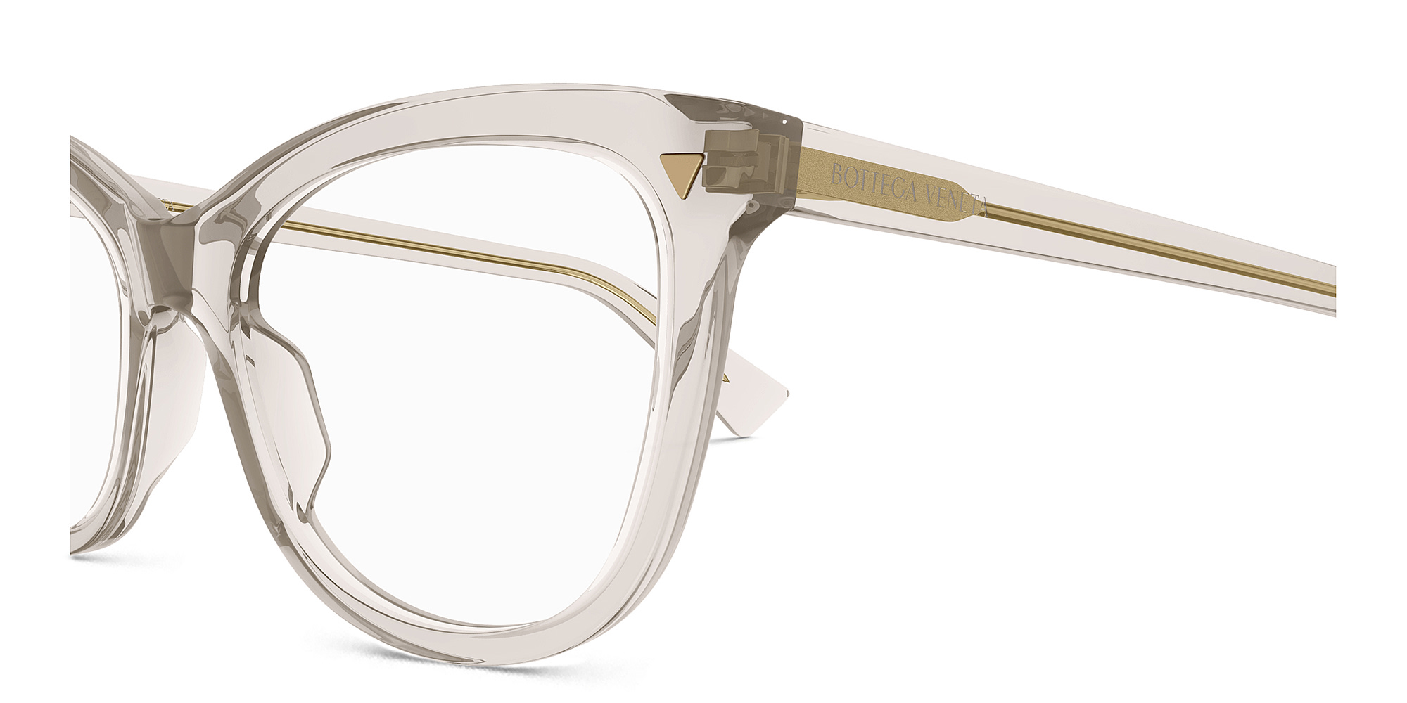 Shop BOTTEGA VENETA Triangle Stud Cat-Eye Eyeglasses in Nude online.