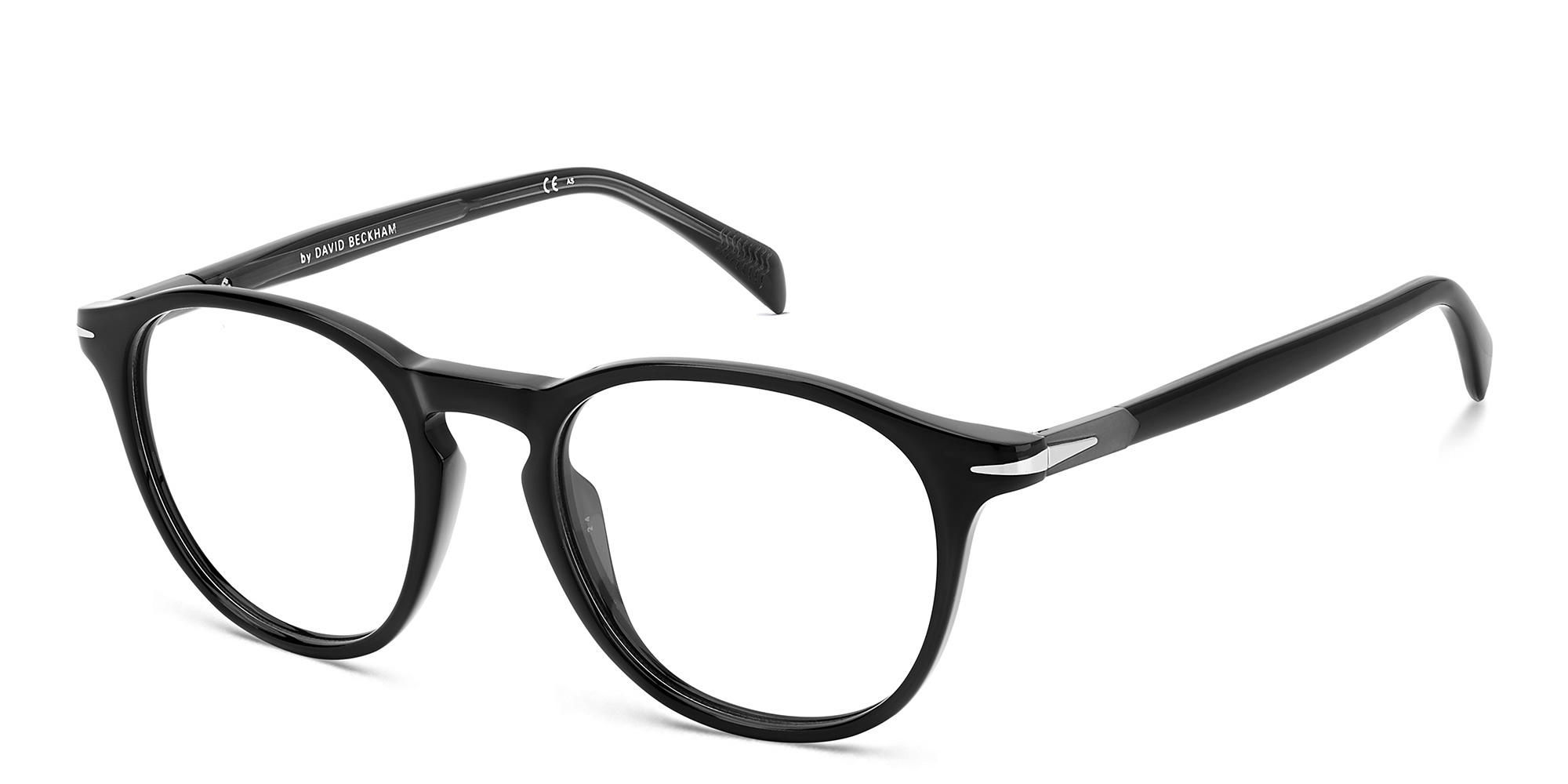 Shop DAVID BECKHAM Panthos Eyeglasses in Black Dark Ruthenium online.