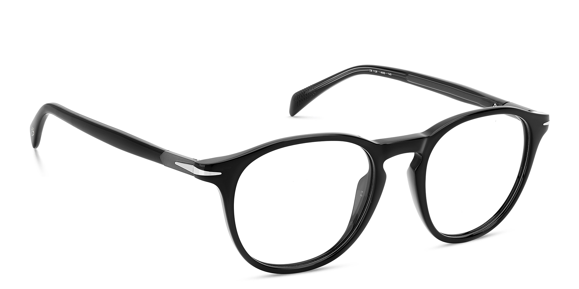 Shop DAVID BECKHAM Panthos Eyeglasses in Black Dark Ruthenium online.