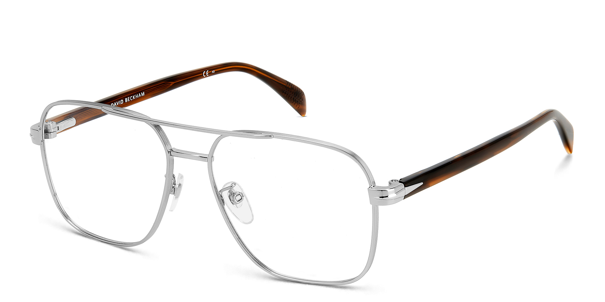 Shop DAVID BECKHAM Square Eyeglasses in Brown Horn online.