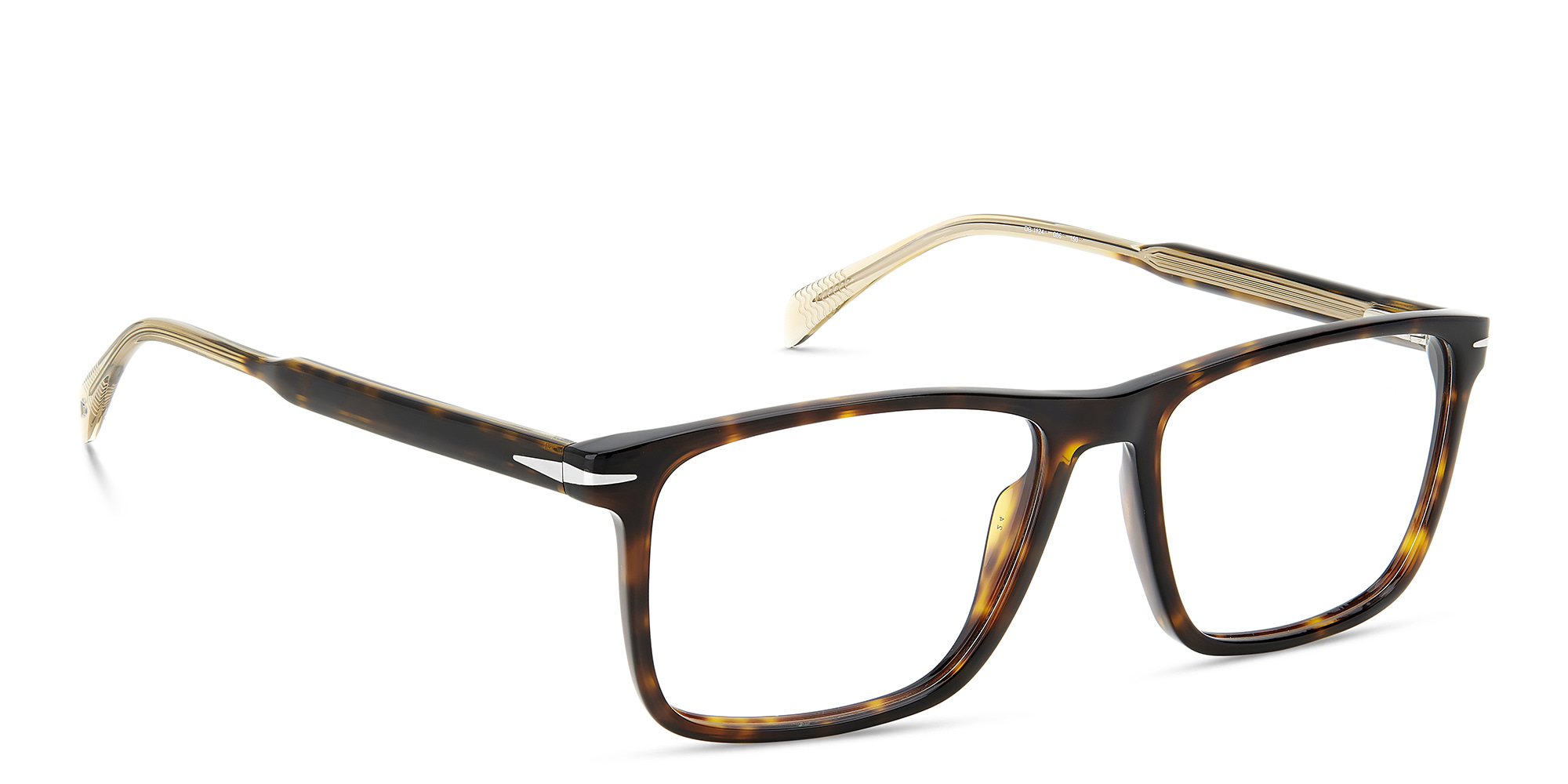 Shop DAVID BECKHAM Rectangle Eyeglasses in Havana online.