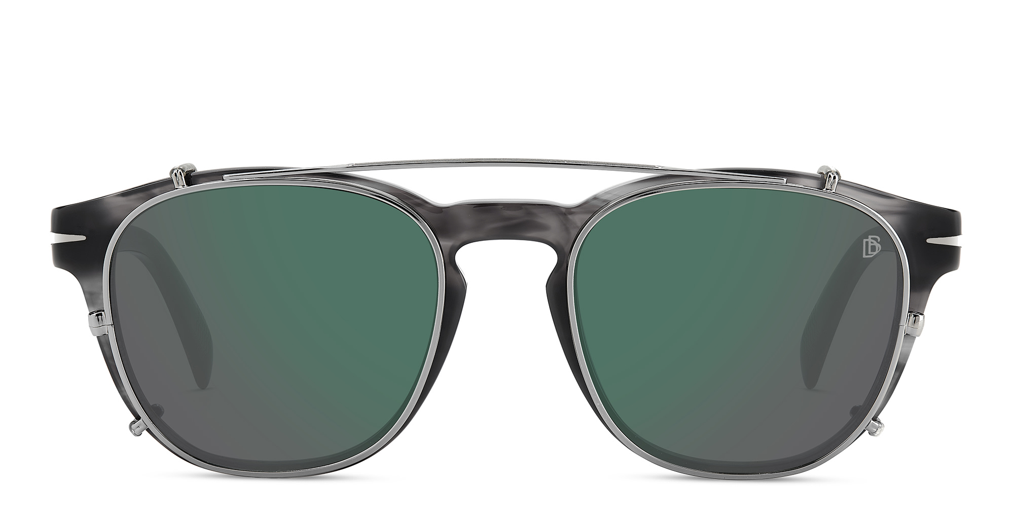 Shop DAVID BECKHAM Timeless Icons Square Eyeglasses in Grey Horn online.