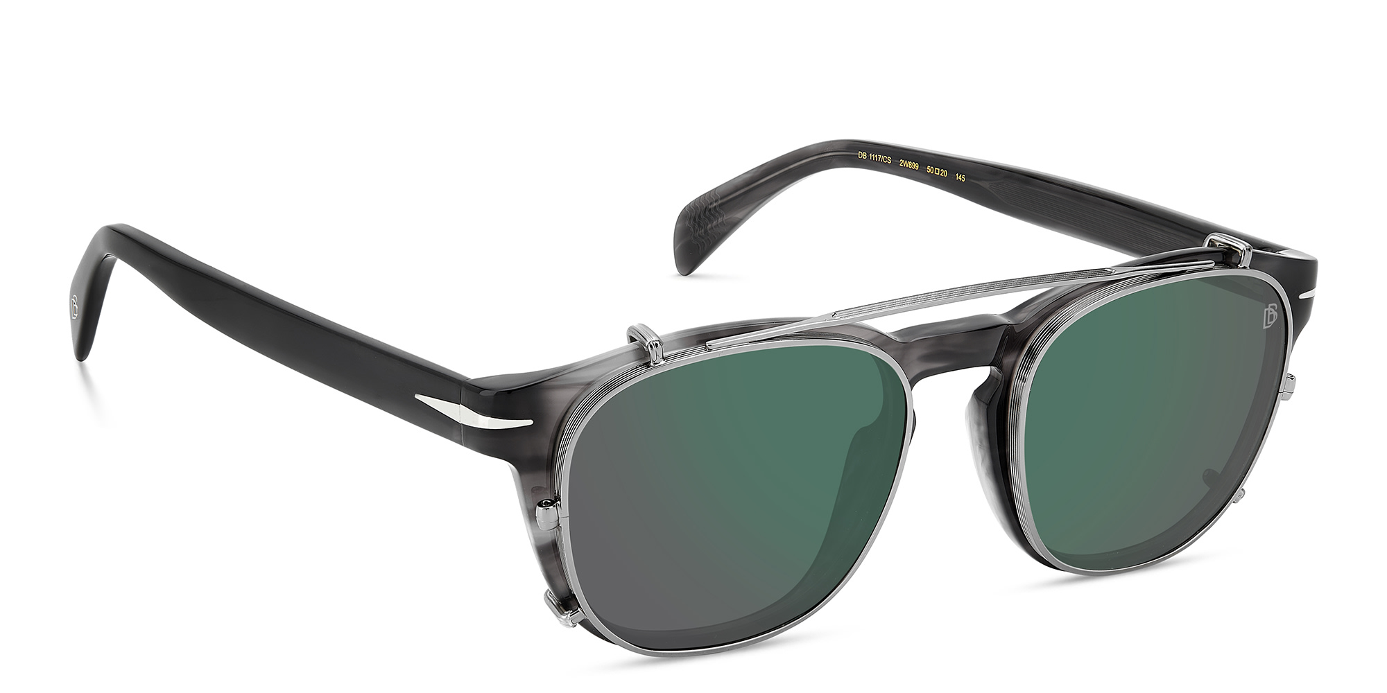 Shop DAVID BECKHAM Timeless Icons Square Eyeglasses in Grey Horn online.