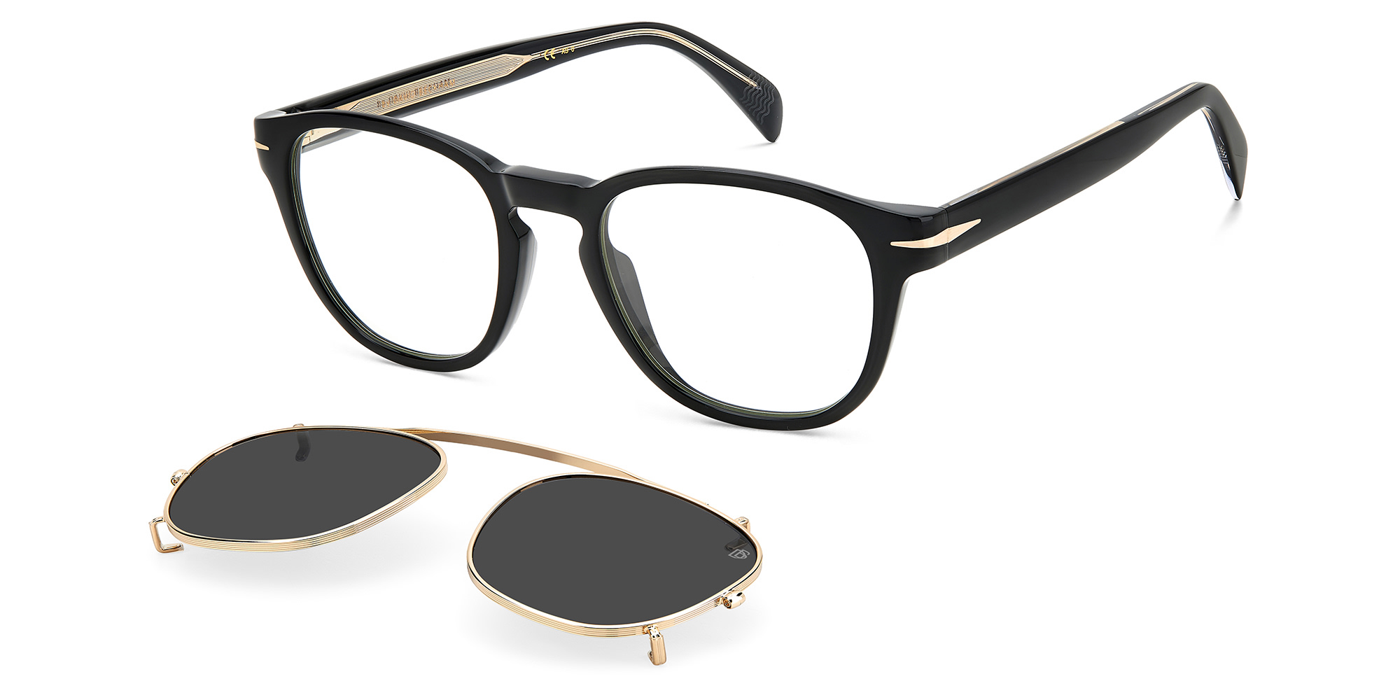 Shop DAVID BECKHAM Square Eyeglasses in Black online.