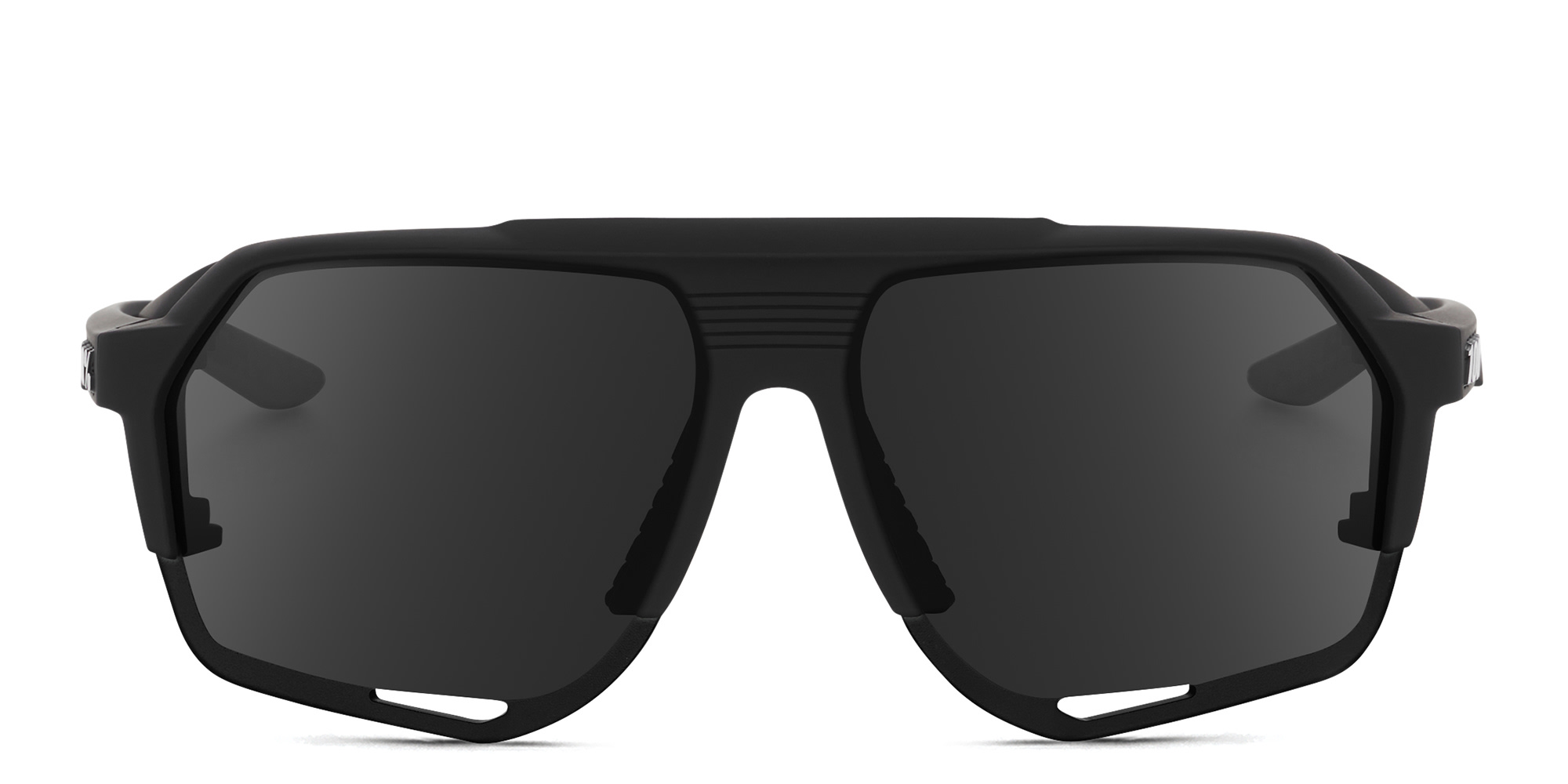 100 % Norvik Unisex Half-Rim Square Sunglasses in Black – Product Photo 1