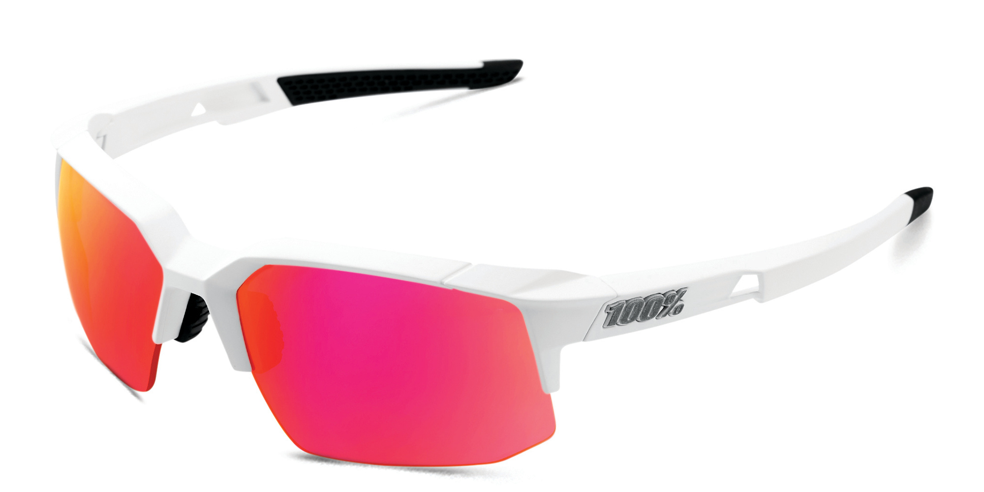 Shop 100 % Speedcoupe Unisex Half-Rim Square Sunglasses in White online.