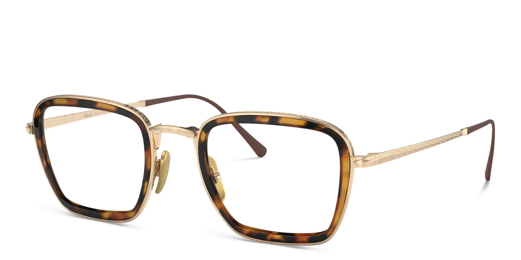 نظارات طبية بإطار غير منتظم للجنسين من بيرسول بلون ذهبي - صورة المنتج 2