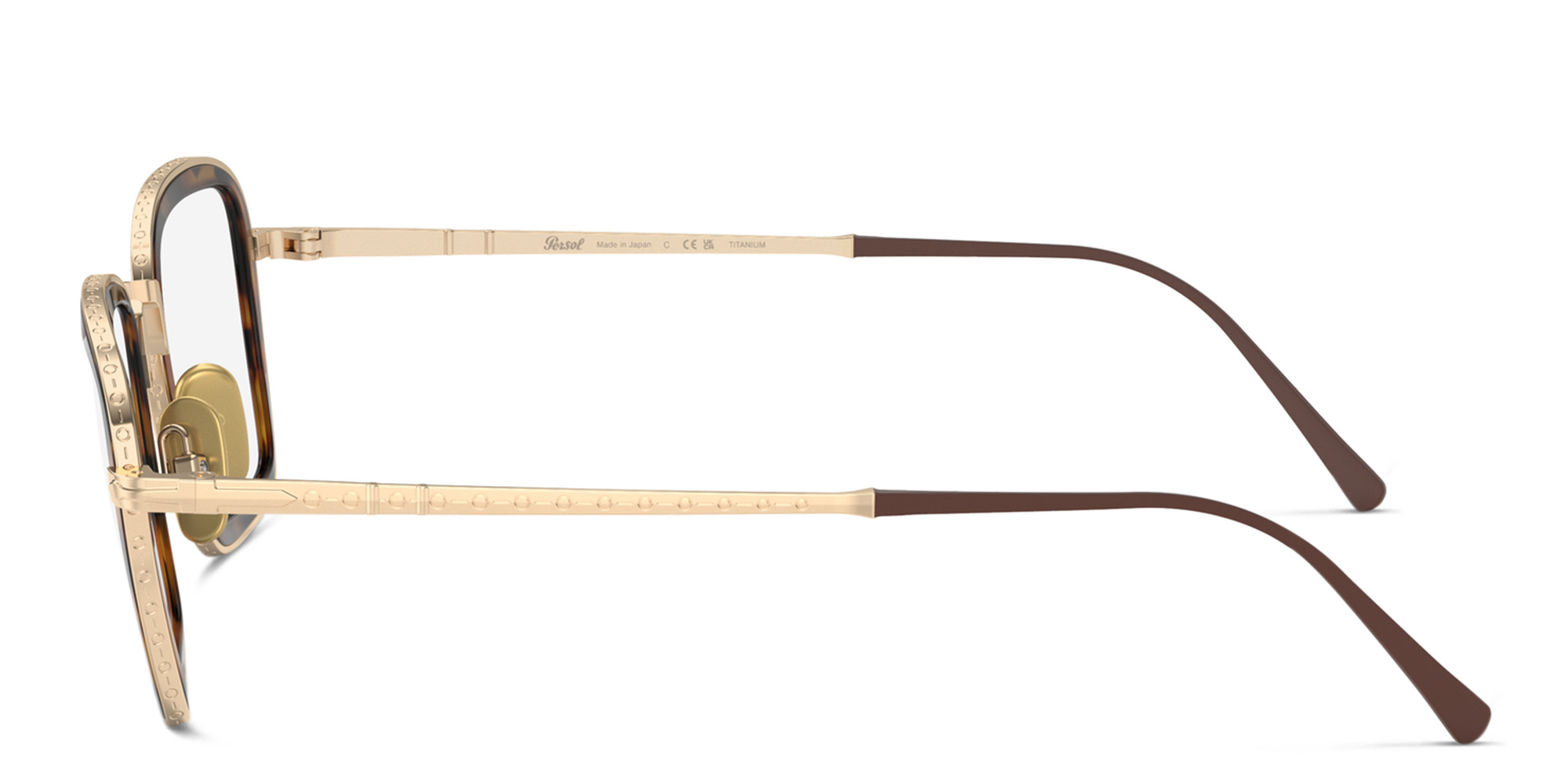 PERSOL Unisex Irregular Eyeglasses in Gold – Product Photo 3