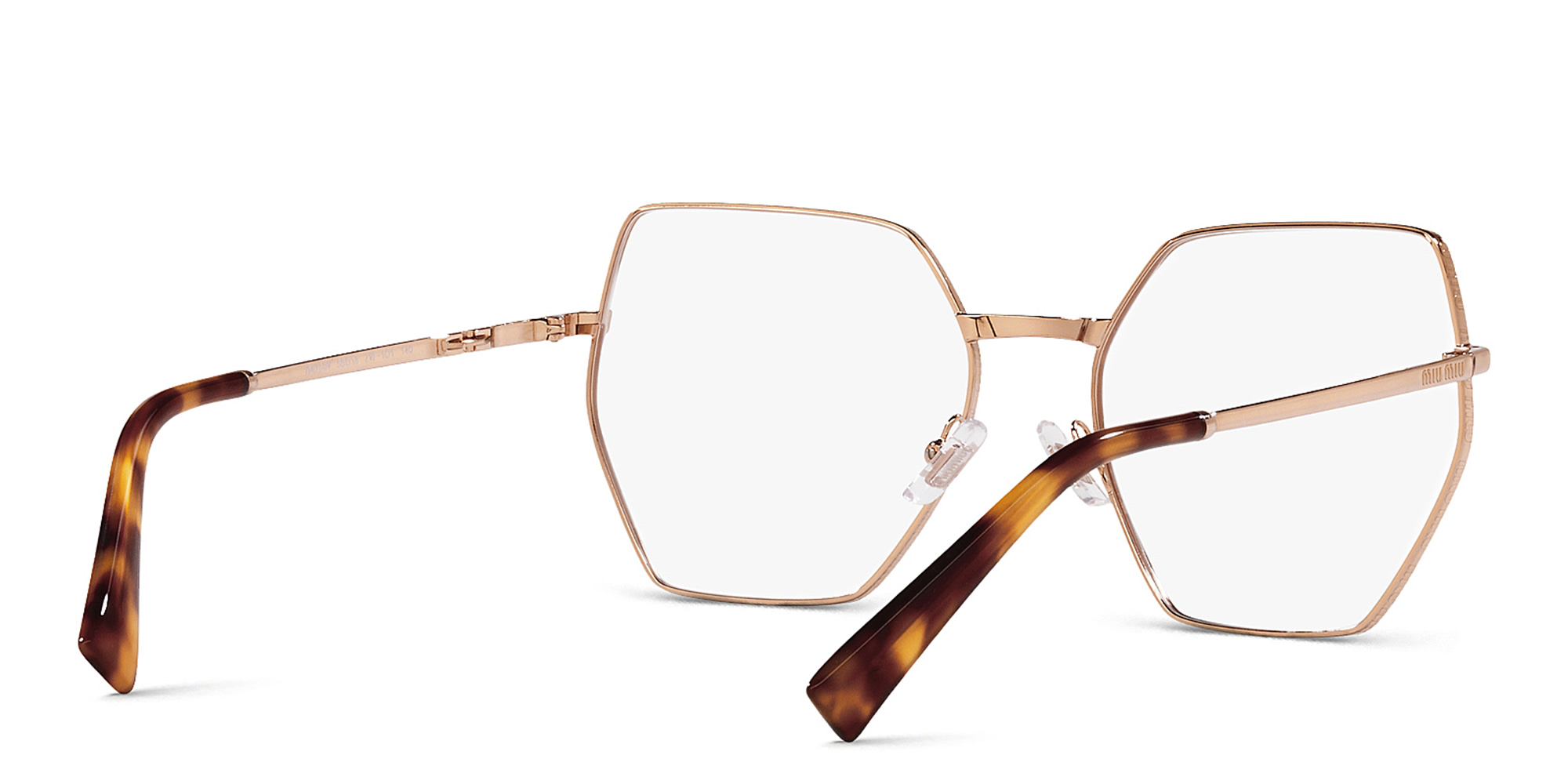 نظارات طبية غير منتظمة كبيرة الحجم من ميو ميو بلون ذهبي وردي - صورة المنتج 3