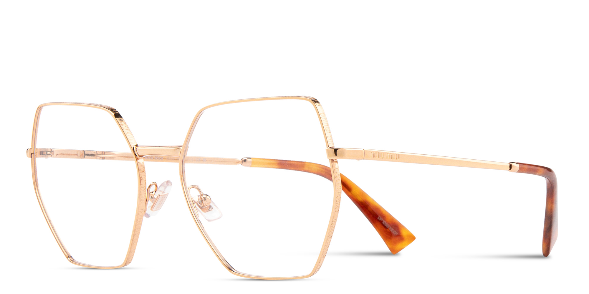 MIU MIU Wide Irregular Eyeglasses in Rose Gold – Product Photo 2