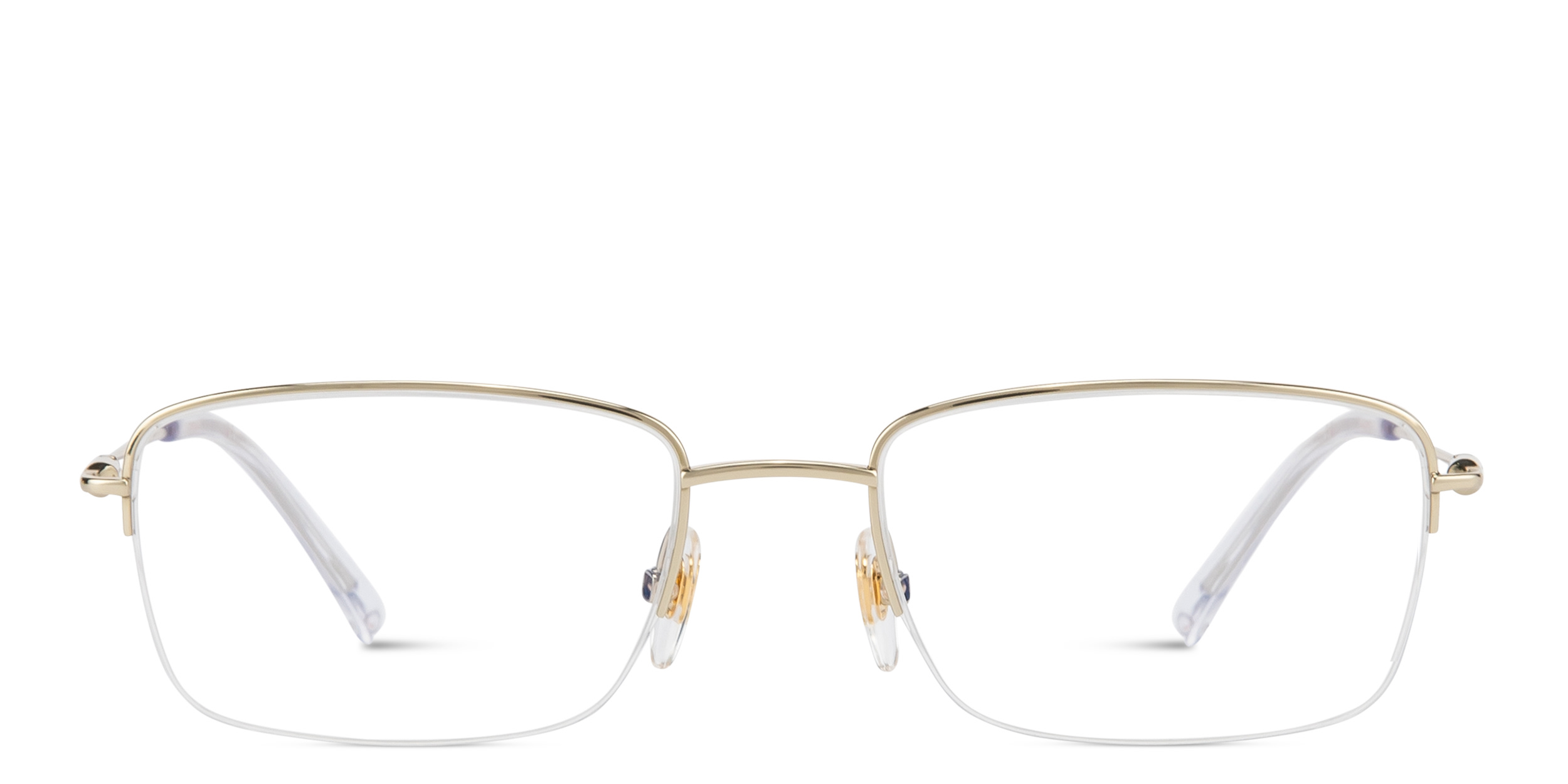 Shop EYE'M Logo Half-Rim Rectangle Eyeglasses in Gold online.