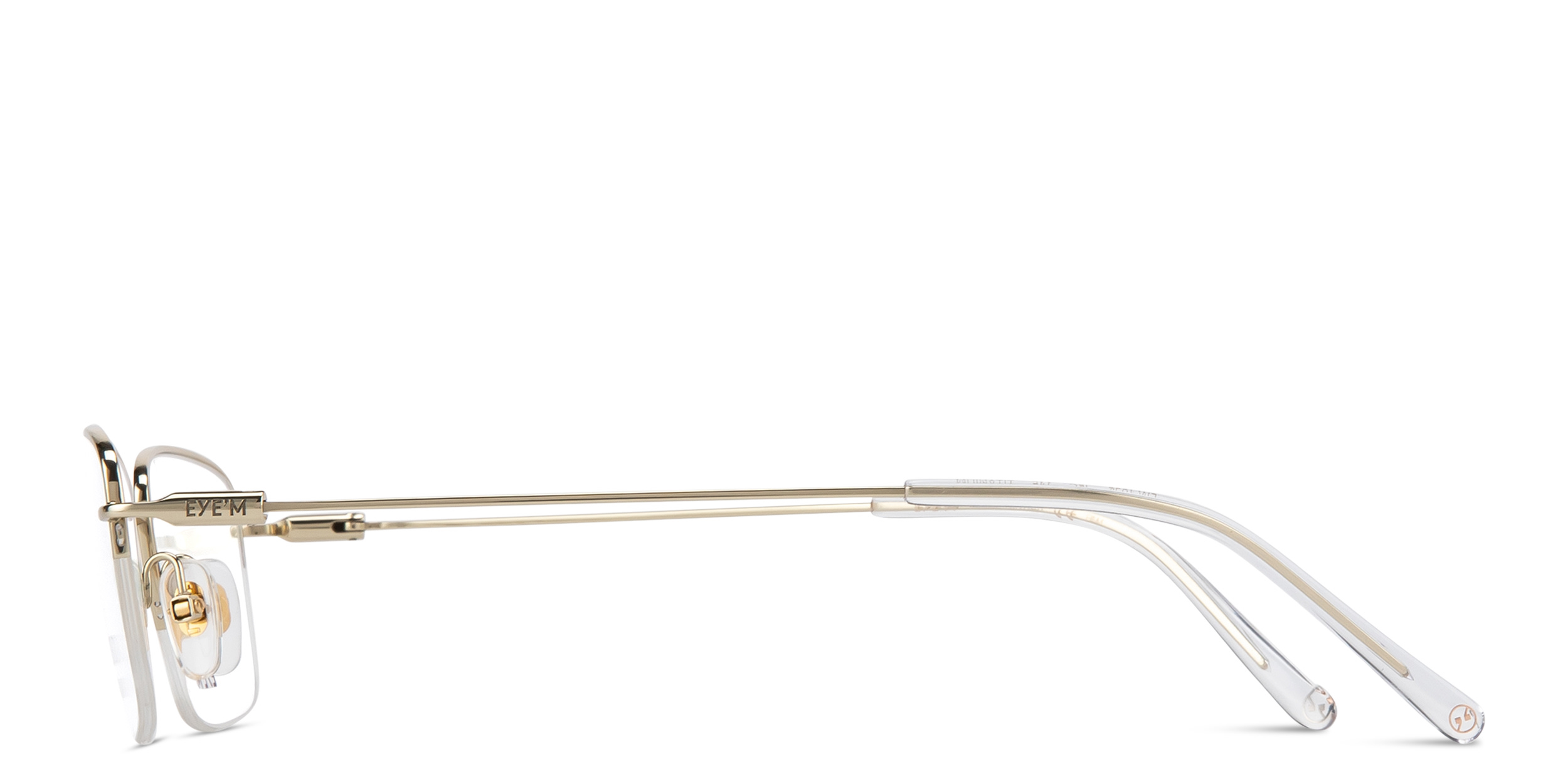 Shop EYE'M Logo Half-Rim Rectangle Eyeglasses in Gold online.