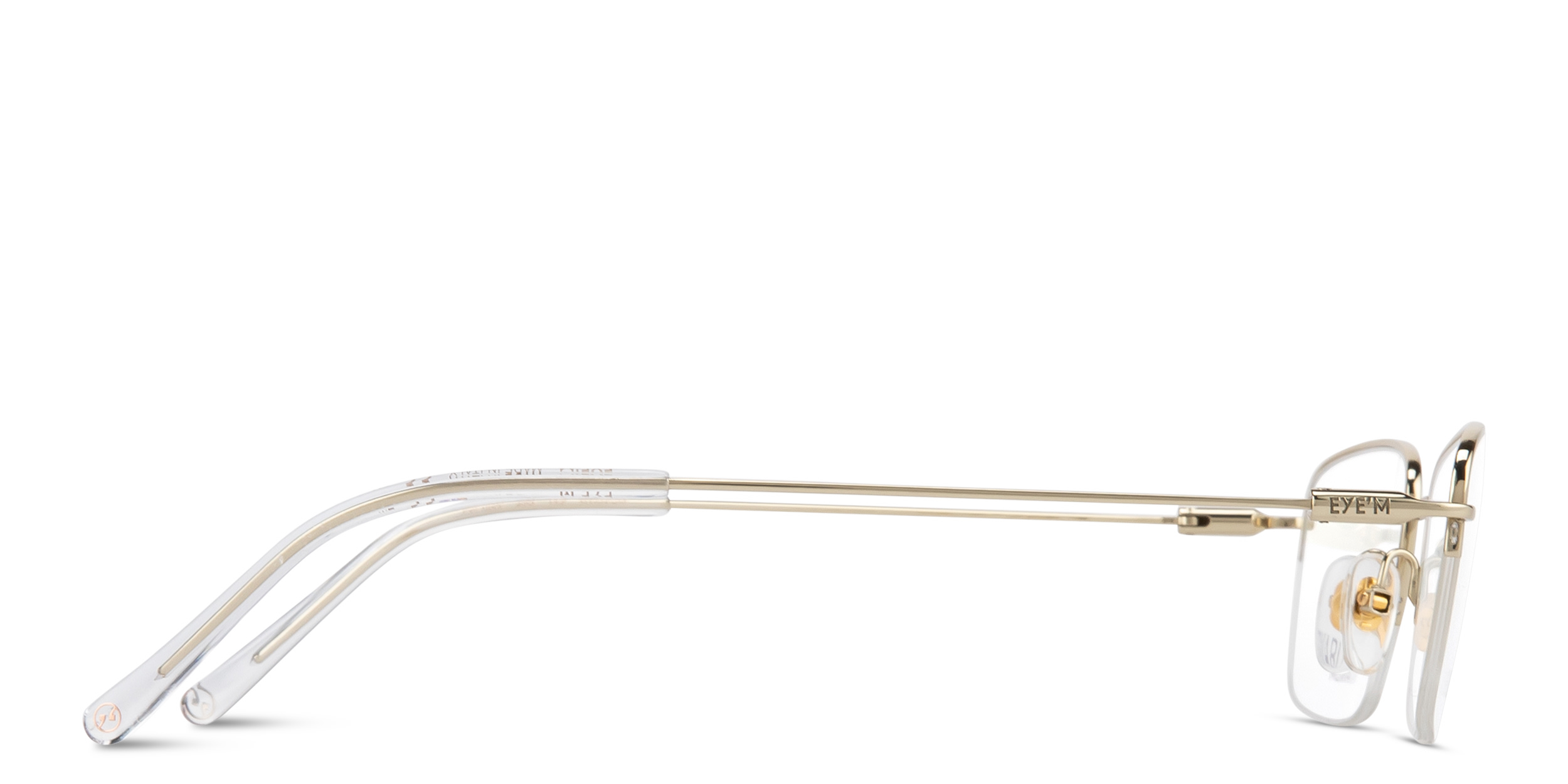 Shop EYE'M Logo Half-Rim Rectangle Eyeglasses in Gold online.