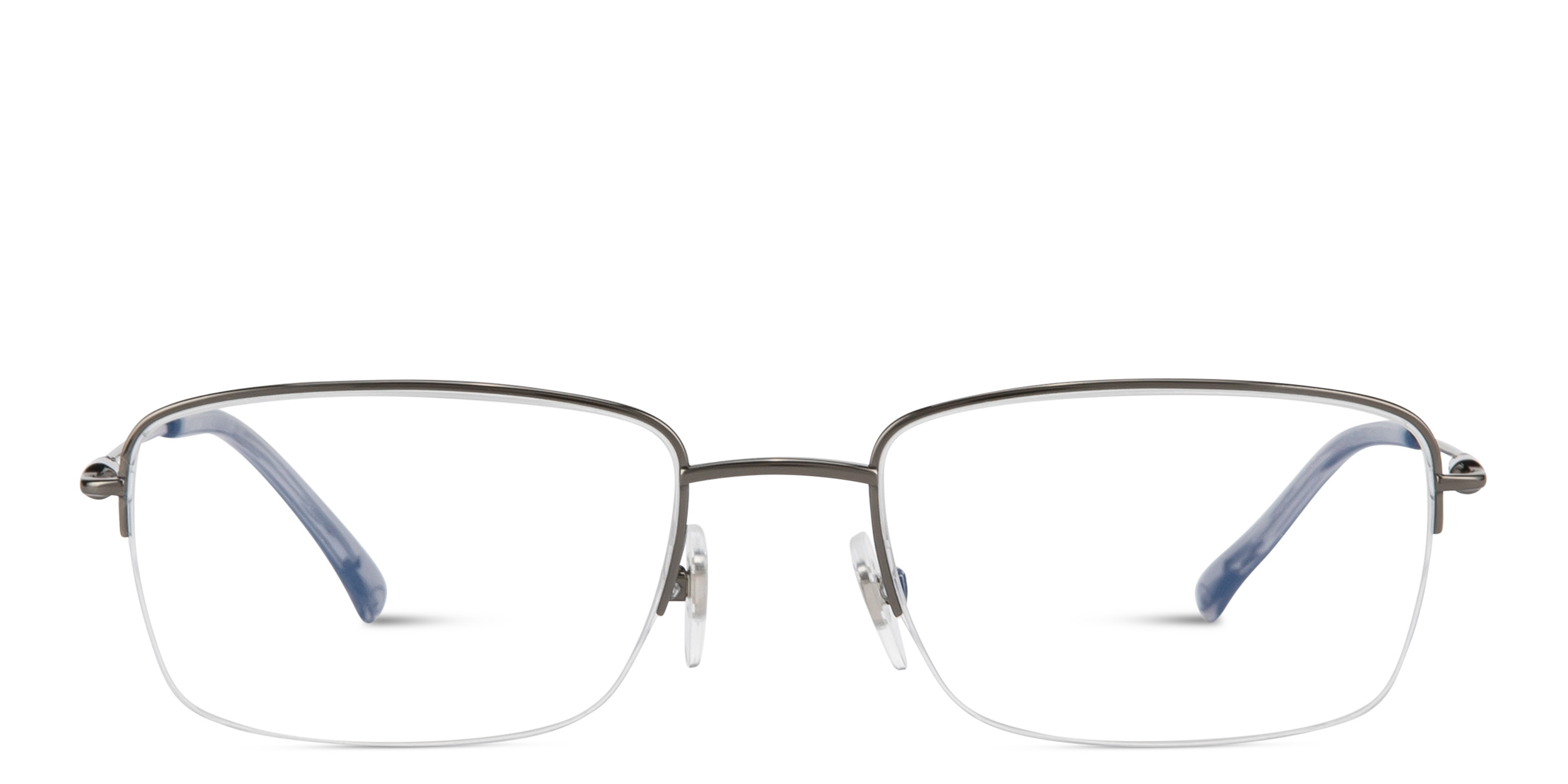 Shop EYE'M Logo Half-Rim Rectangle Eyeglasses in Gunmetal online.