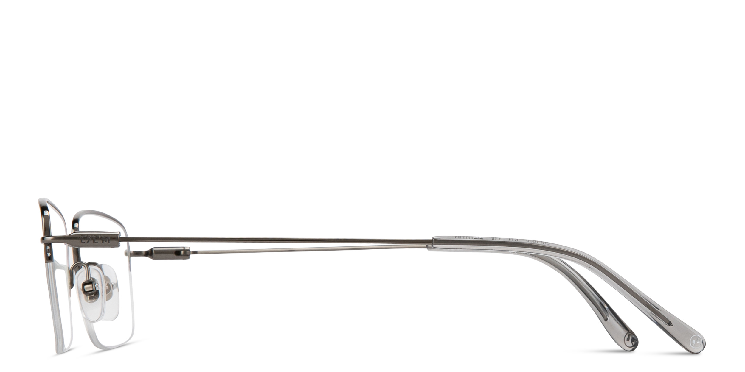 Shop EYE'M Logo Half-Rim Rectangle Eyeglasses in Gunmetal online.