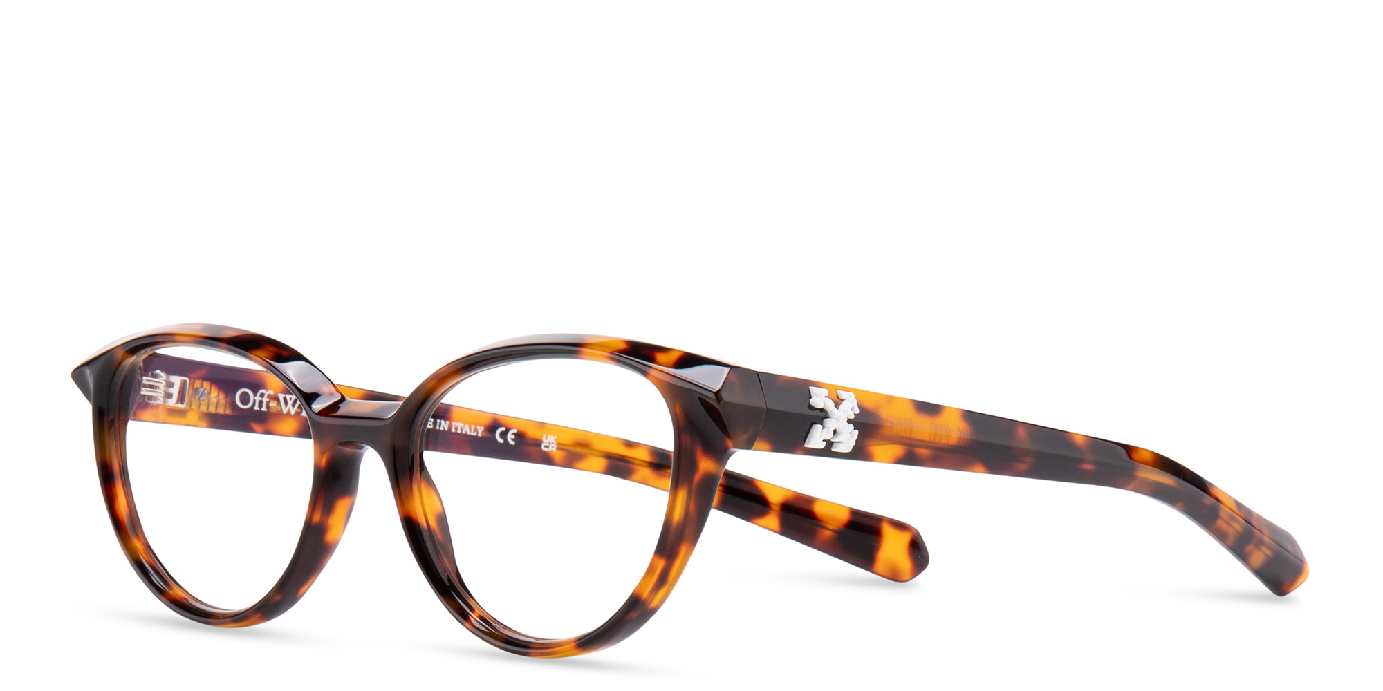 Shop OFF WHITE Style 26 Unisex Square Eyeglasses in Havana online.
