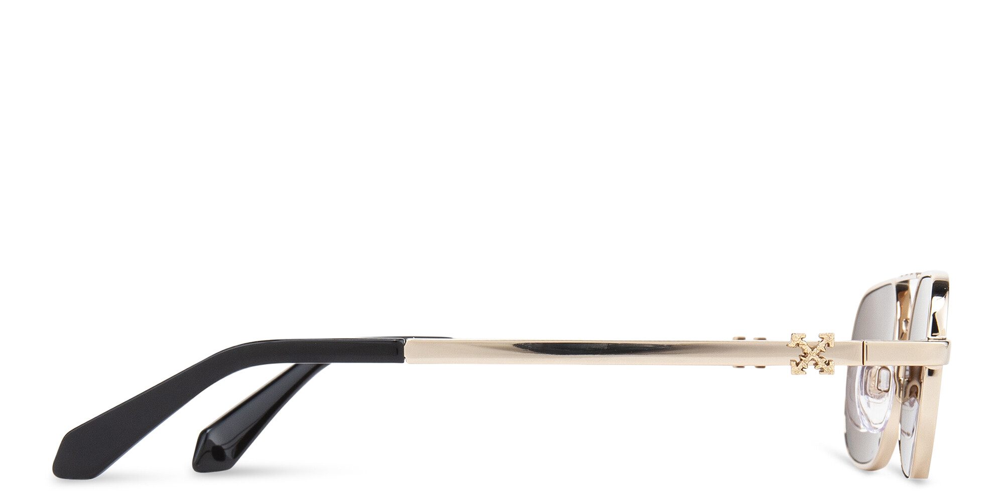 Shop OFF WHITE Unisex Rectangle Sunglasses in Gold Mirror online.