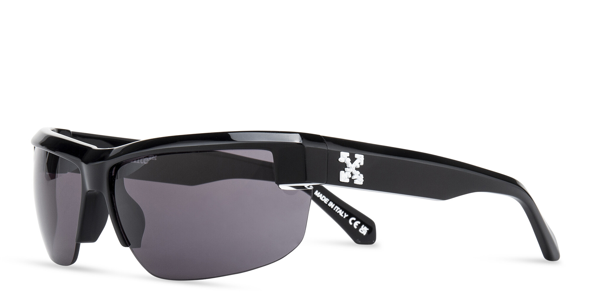 Shop OFF WHITE Toledo Unisex Wide Half-Rim Rectangle Sunglasses in Black online.