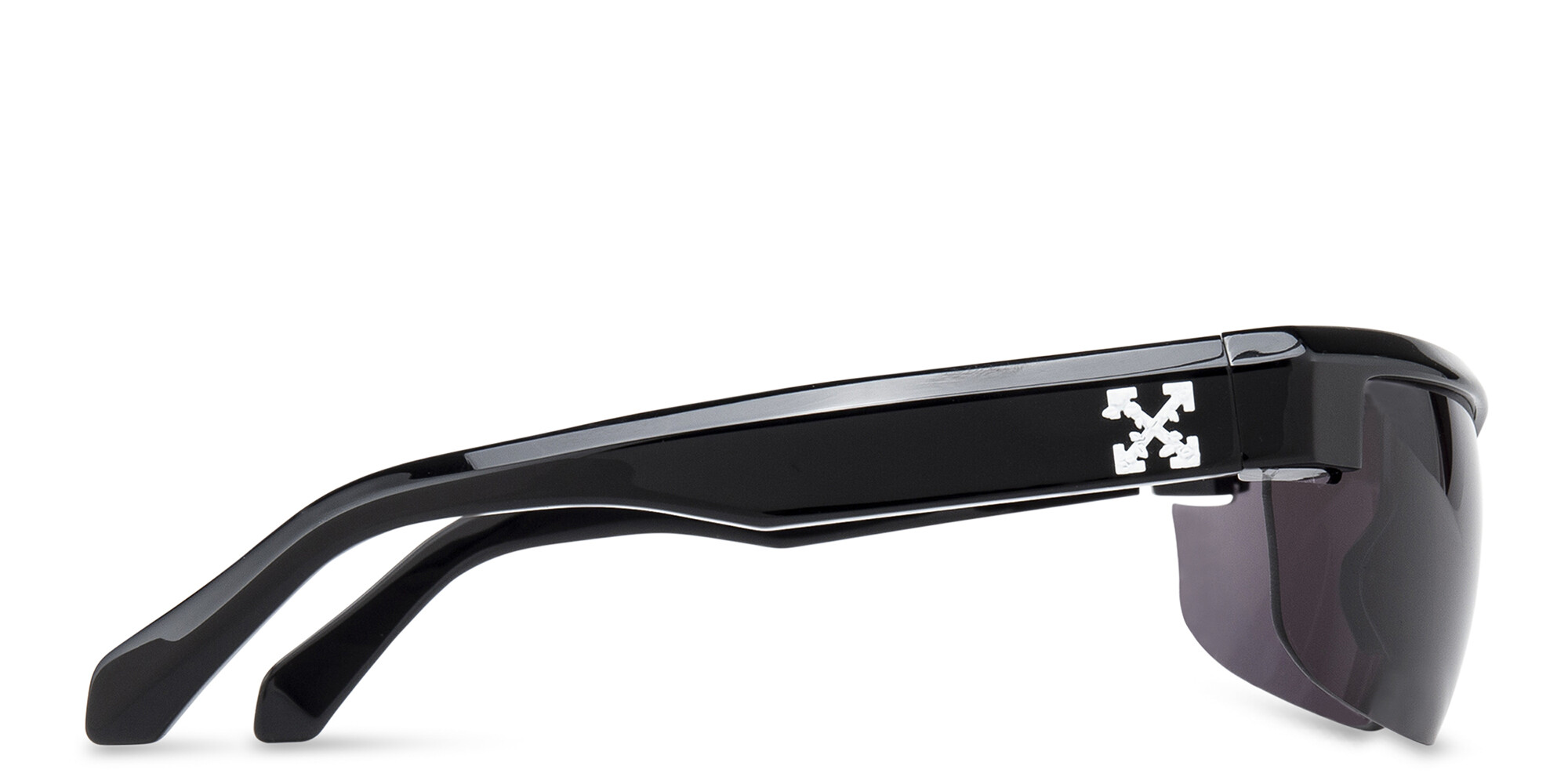 Shop OFF WHITE Toledo Unisex Wide Half-Rim Rectangle Sunglasses in Black online.