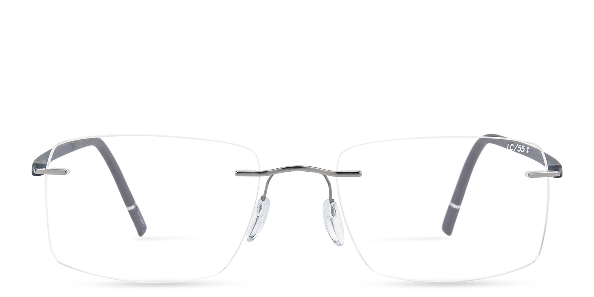 Silhouette Rimless Wide Square Eyeglasses in Grey – Product Photo 1