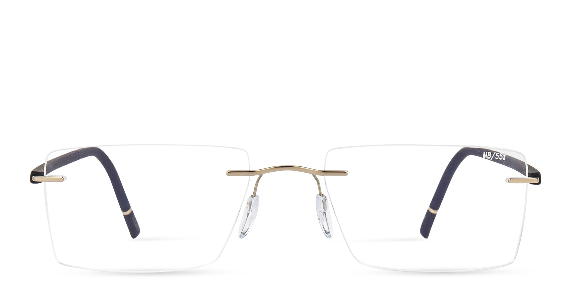 Shop Silhouette Rimless Wide Square Eyeglasses in Gold online.