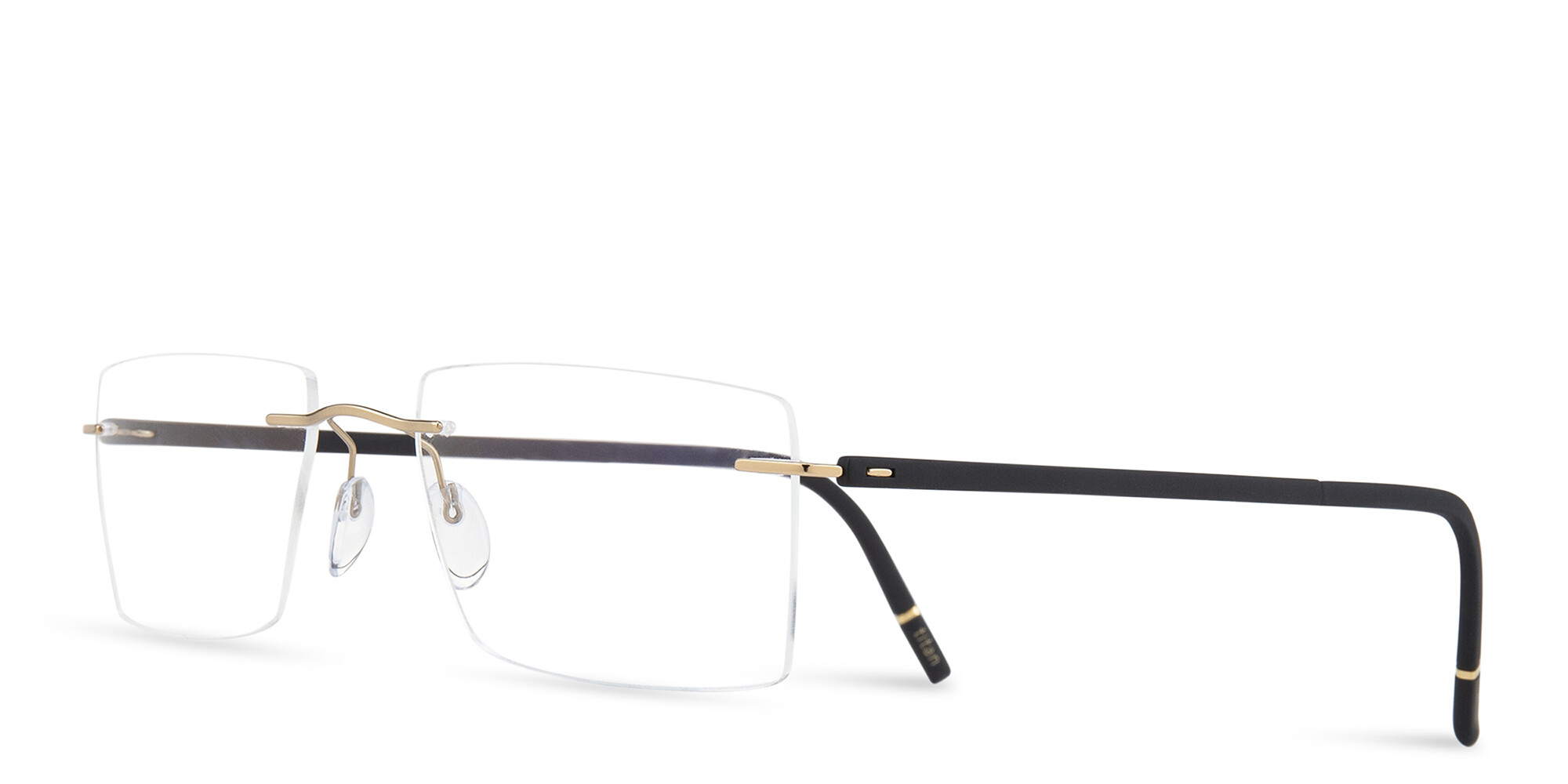 Shop Silhouette Rimless Wide Square Eyeglasses in Gold online.