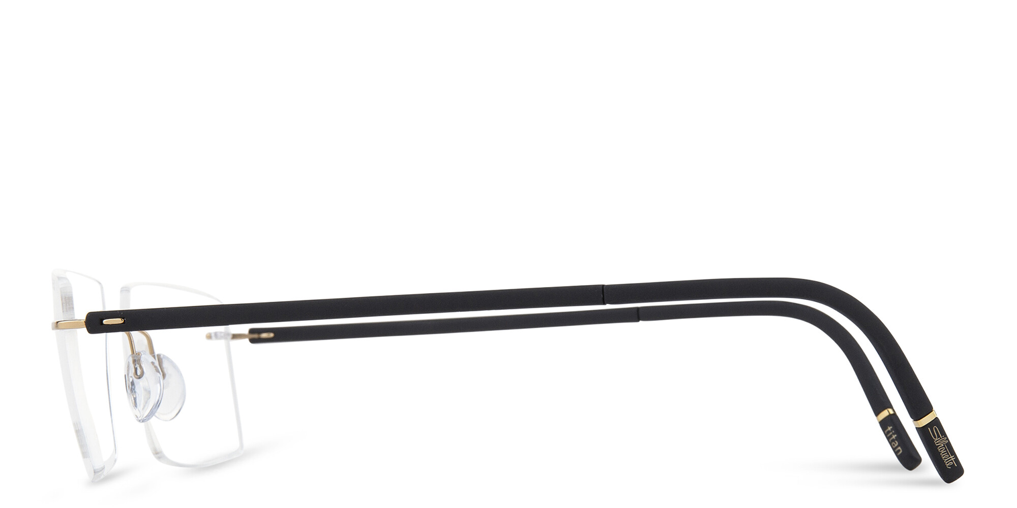 Silhouette Rimless Wide Square Eyeglasses in Gold – Product Photo 3