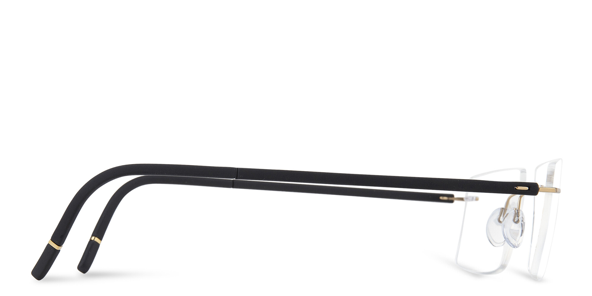 Shop Silhouette Rimless Wide Square Eyeglasses in Gold online.