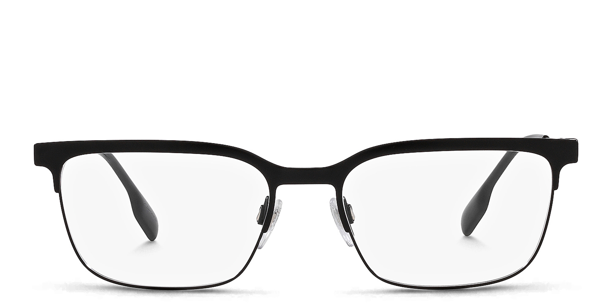 Shop BURBERRY Wide Rectangle Eyeglasses in Black online.