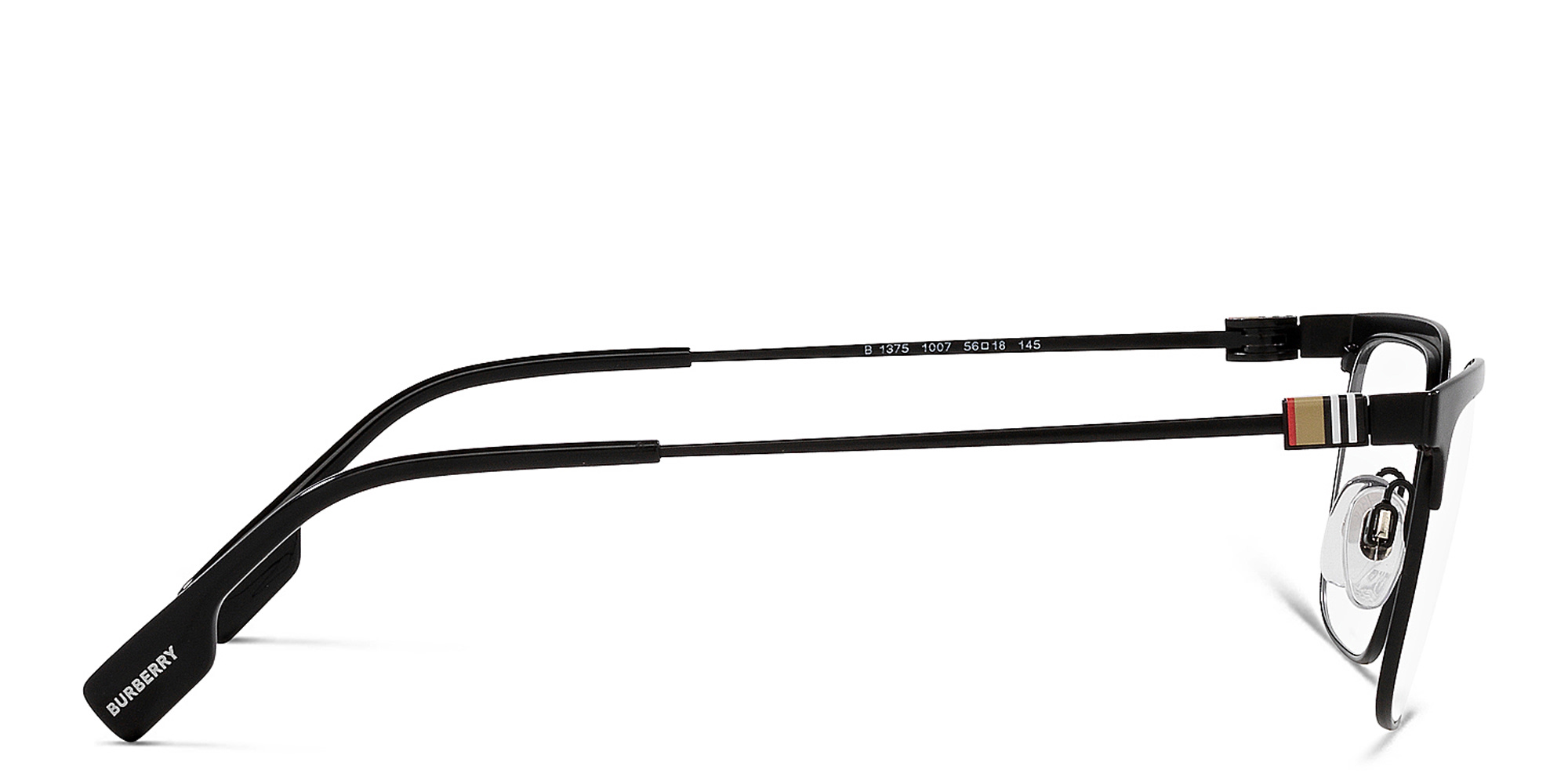 Shop BURBERRY Wide Rectangle Eyeglasses in Black online.