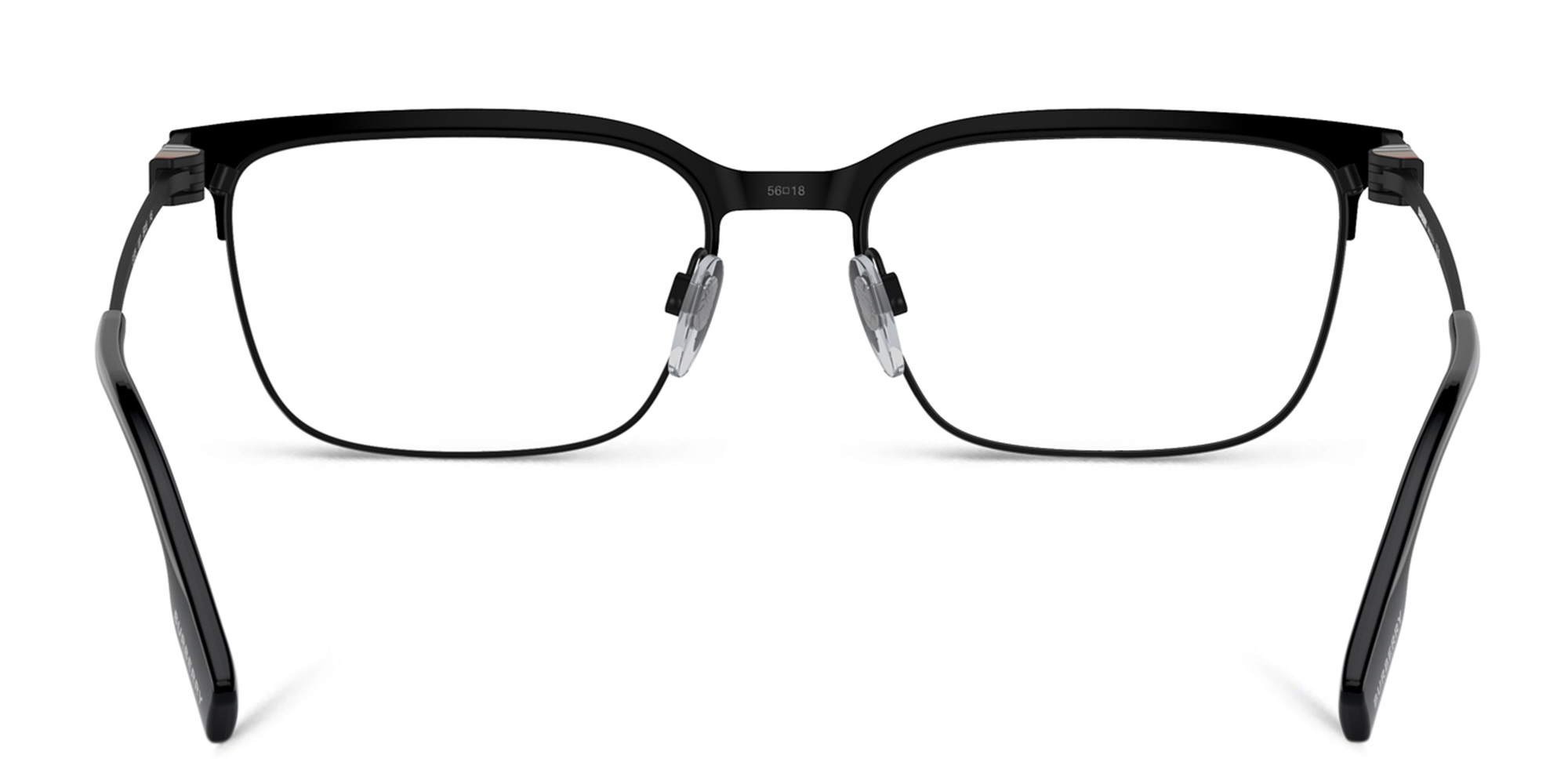 Shop BURBERRY Wide Rectangle Eyeglasses in Black online.