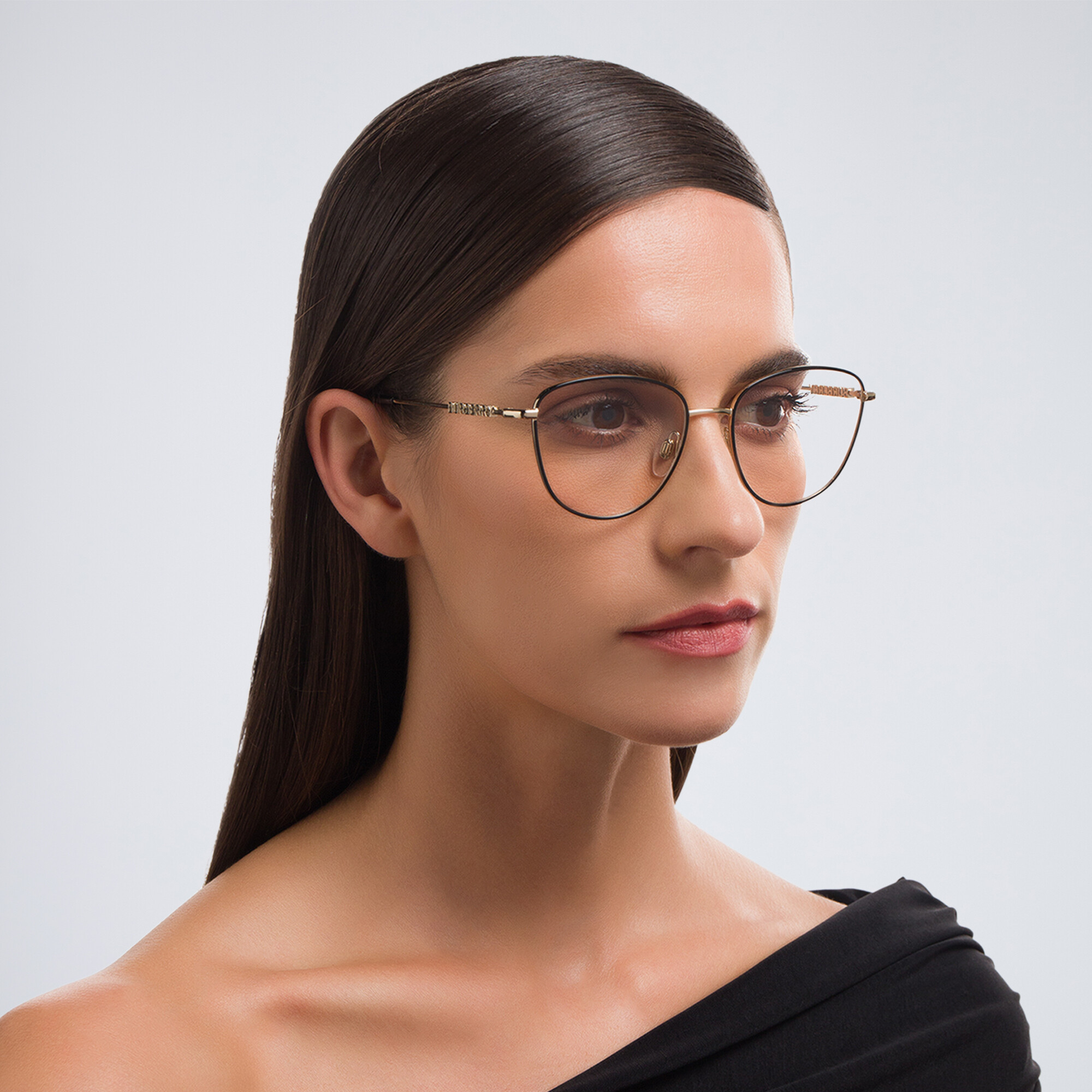 Shop BURBERRY Panthos Eyeglasses in Black online.