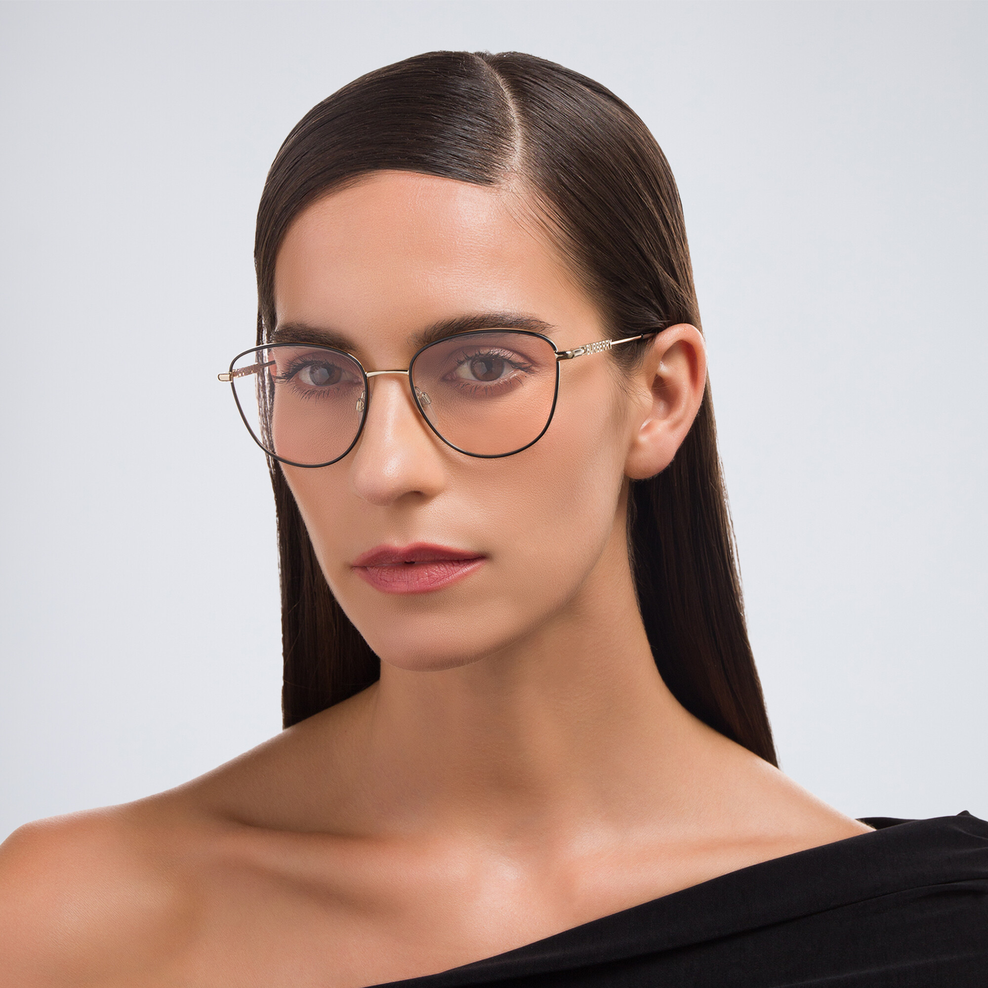 Shop BURBERRY Panthos Eyeglasses in Black online.