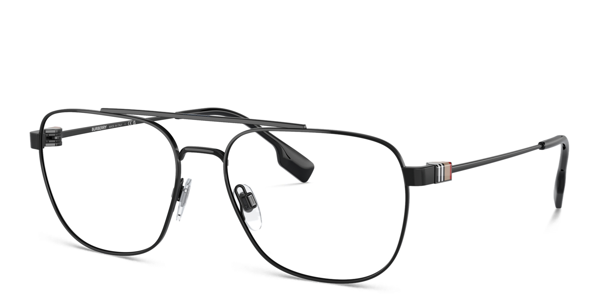 Shop BURBERRY Wide Square Eyeglasses in Black online.