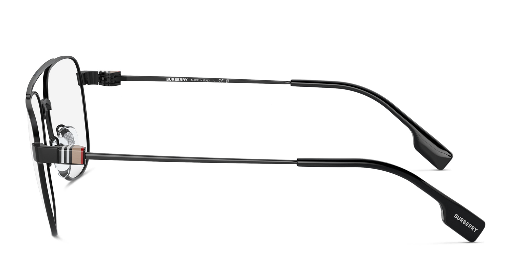 Shop BURBERRY Wide Square Eyeglasses in Black online.