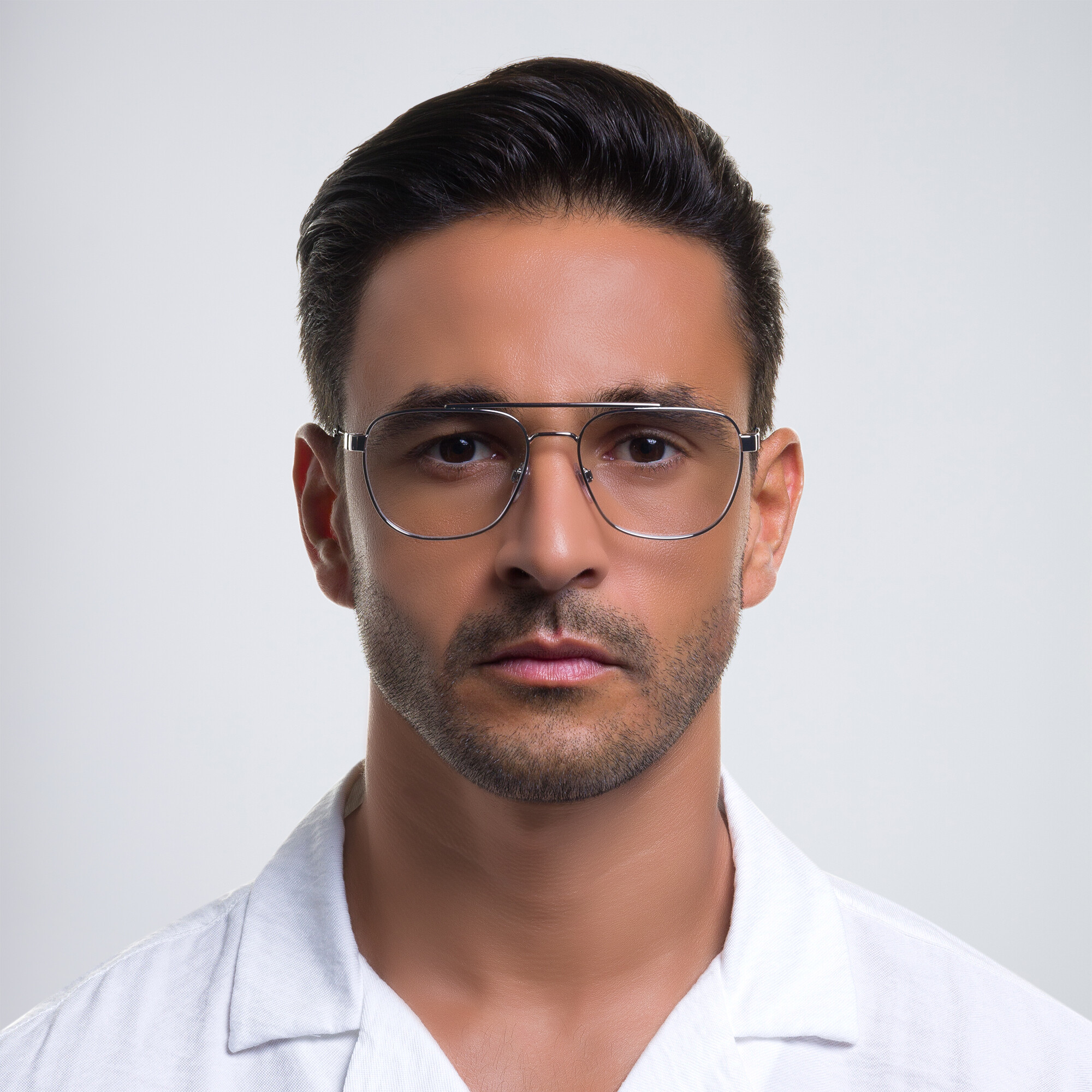 BURBERRY Wide Square Eyeglasses in Silver – Product Photo 5