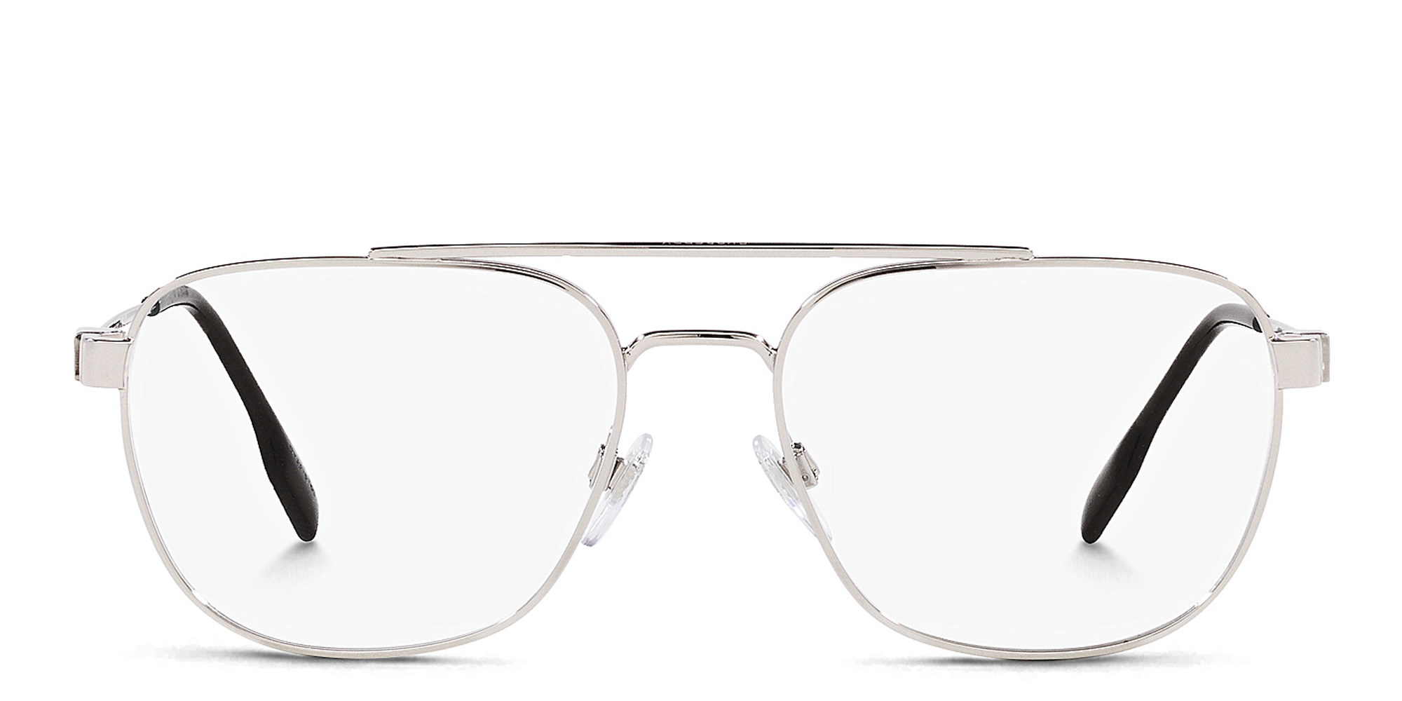 BURBERRY Wide Square Eyeglasses in Silver – Product Photo 1
