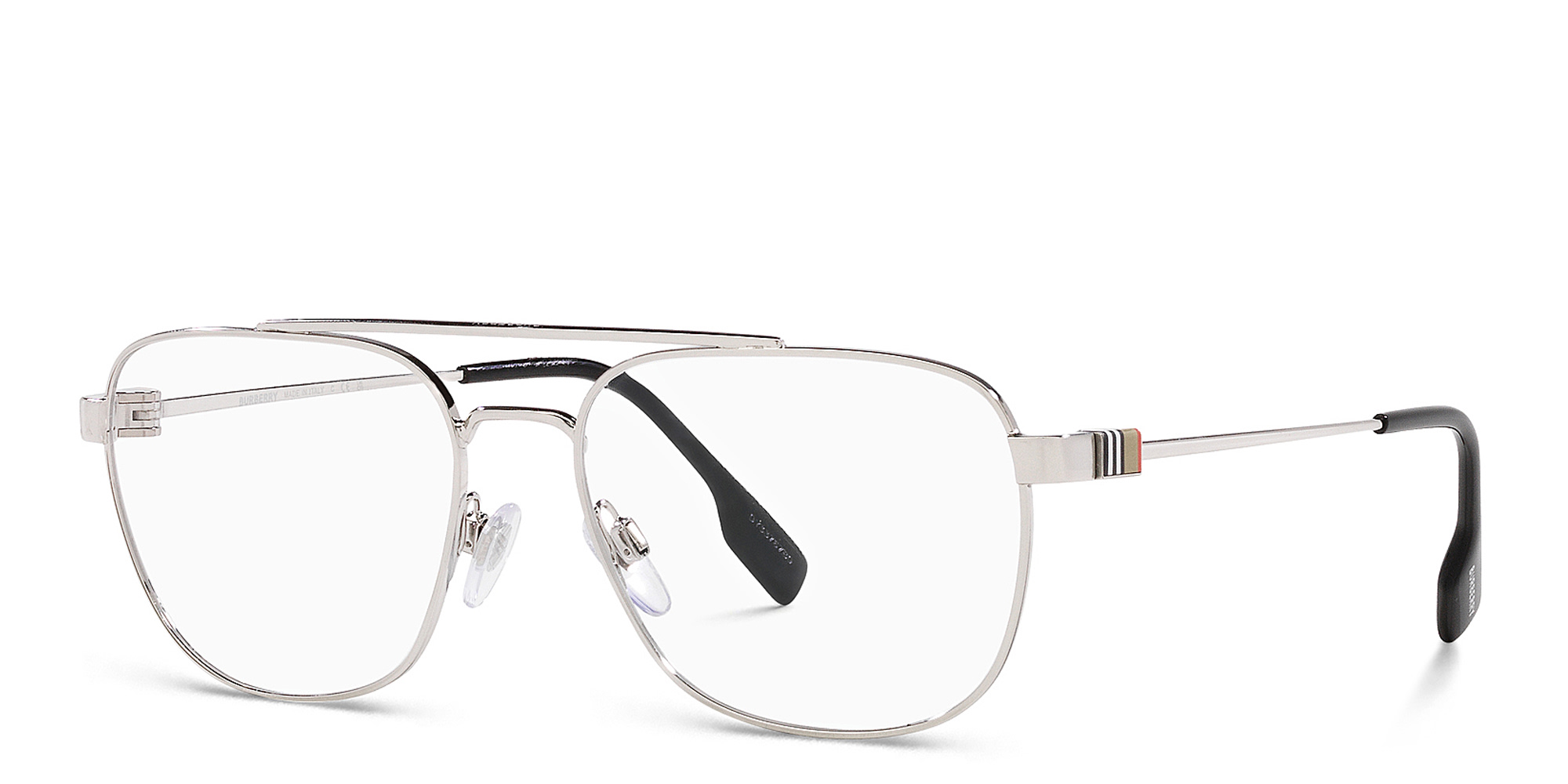 BURBERRY Wide Square Eyeglasses in Silver – Product Photo 2
