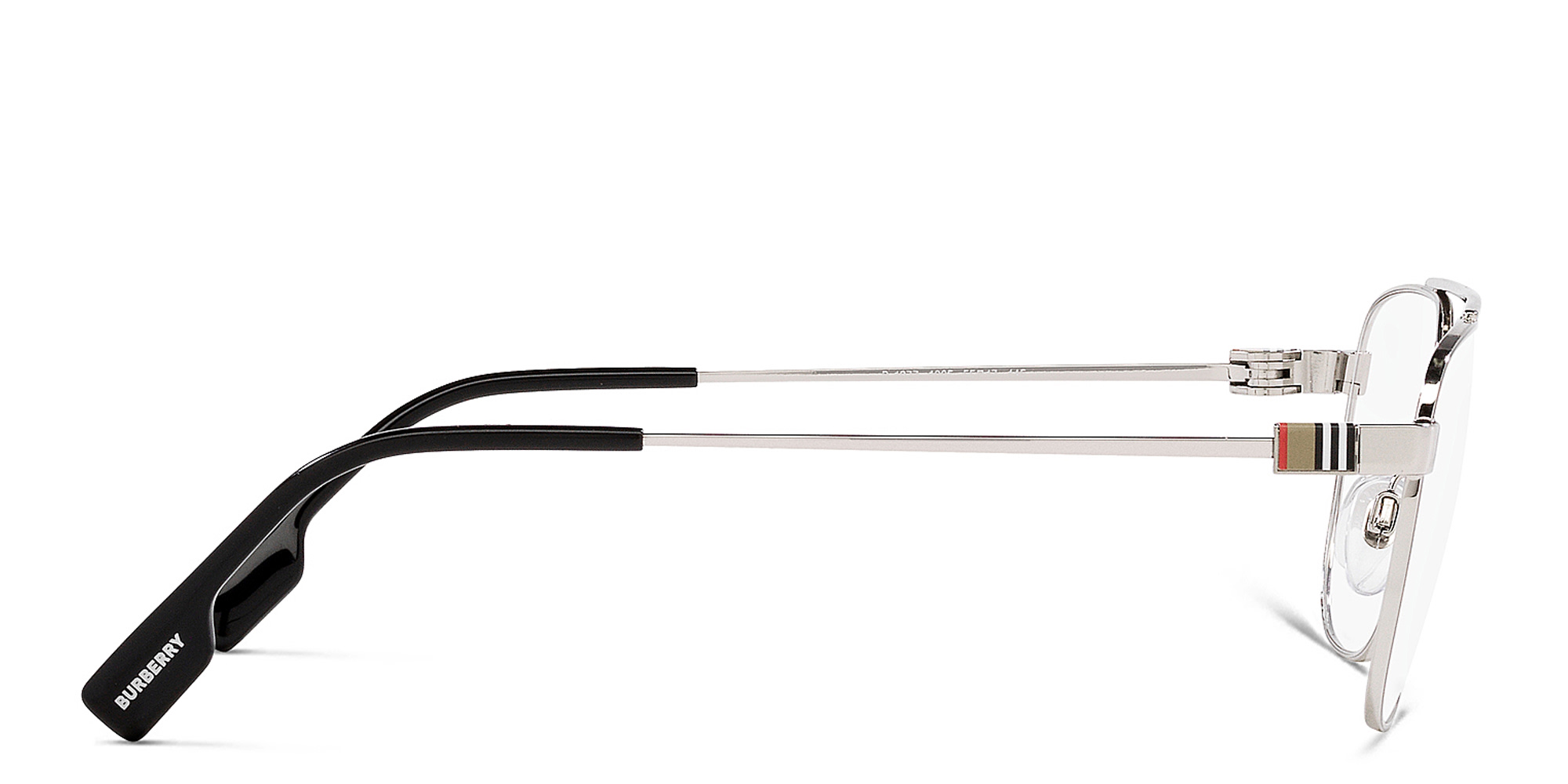 BURBERRY Wide Square Eyeglasses in Silver – Product Photo 3