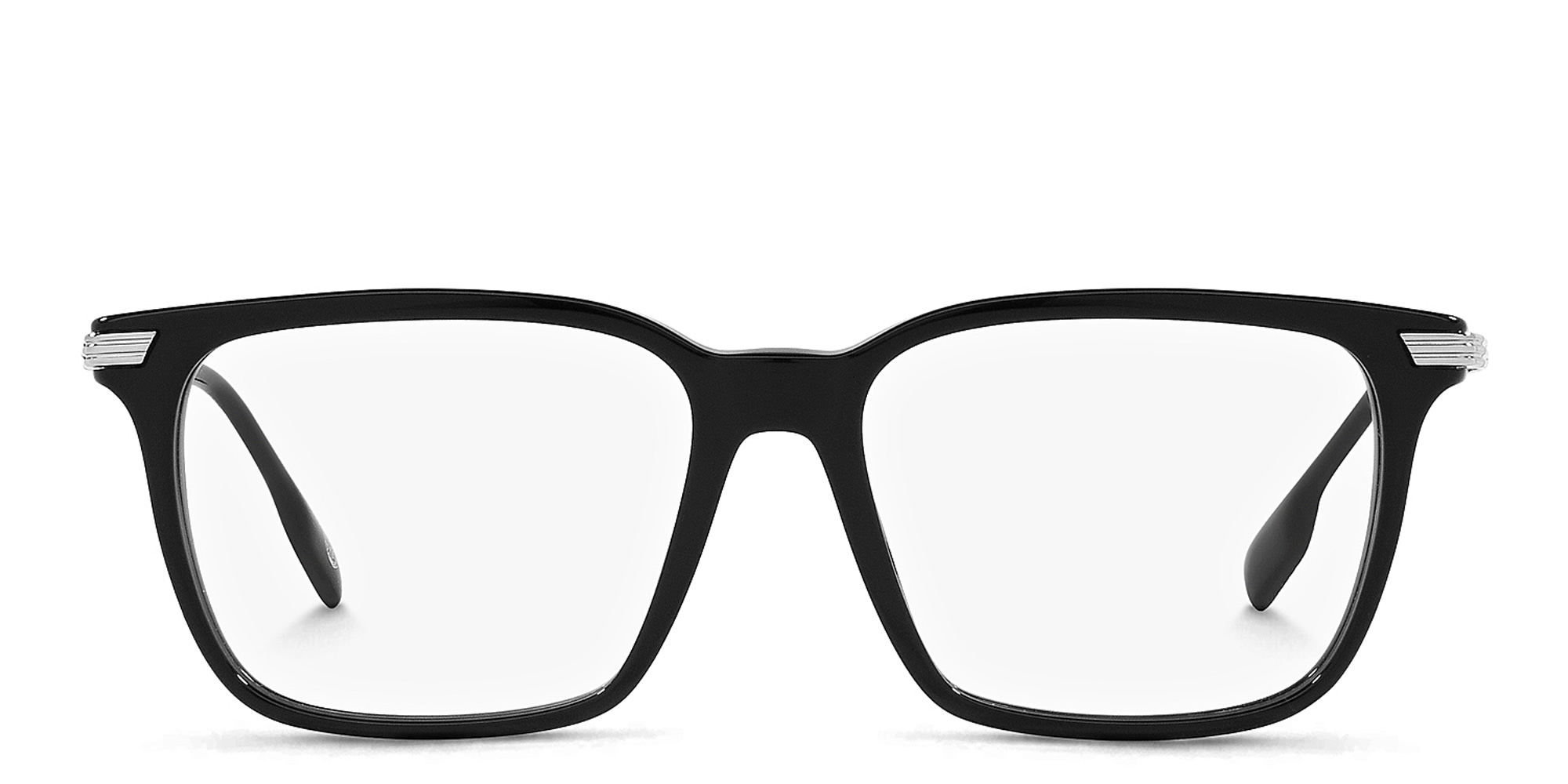 Shop BURBERRY Wide Square Eyeglasses in Black online.